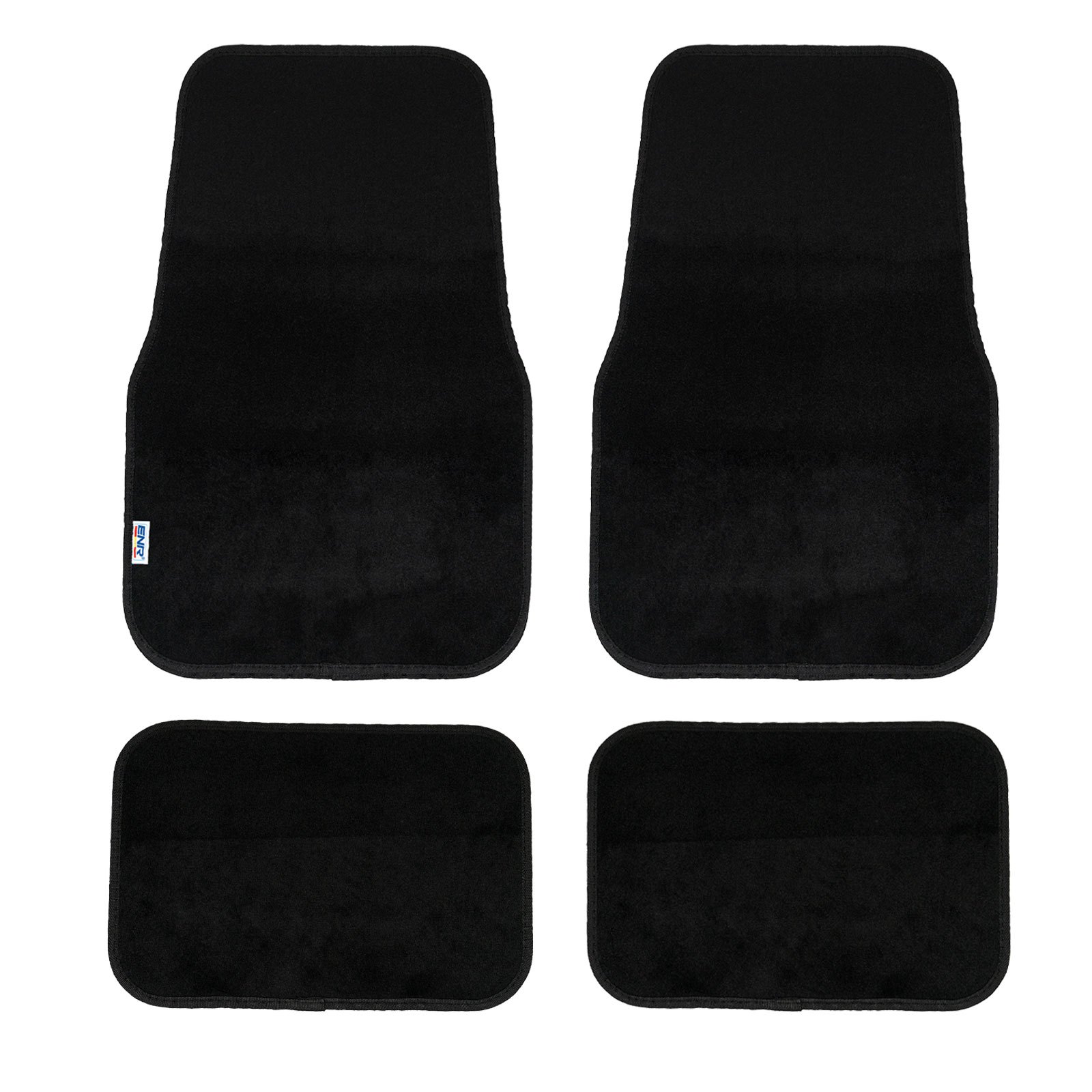 TEMU Juego de 4 Alfombrillas para Coche, Delanteras y Traseras, Antideslizantes, Felpa , Universal, Uso Todo el Año, Color Negro