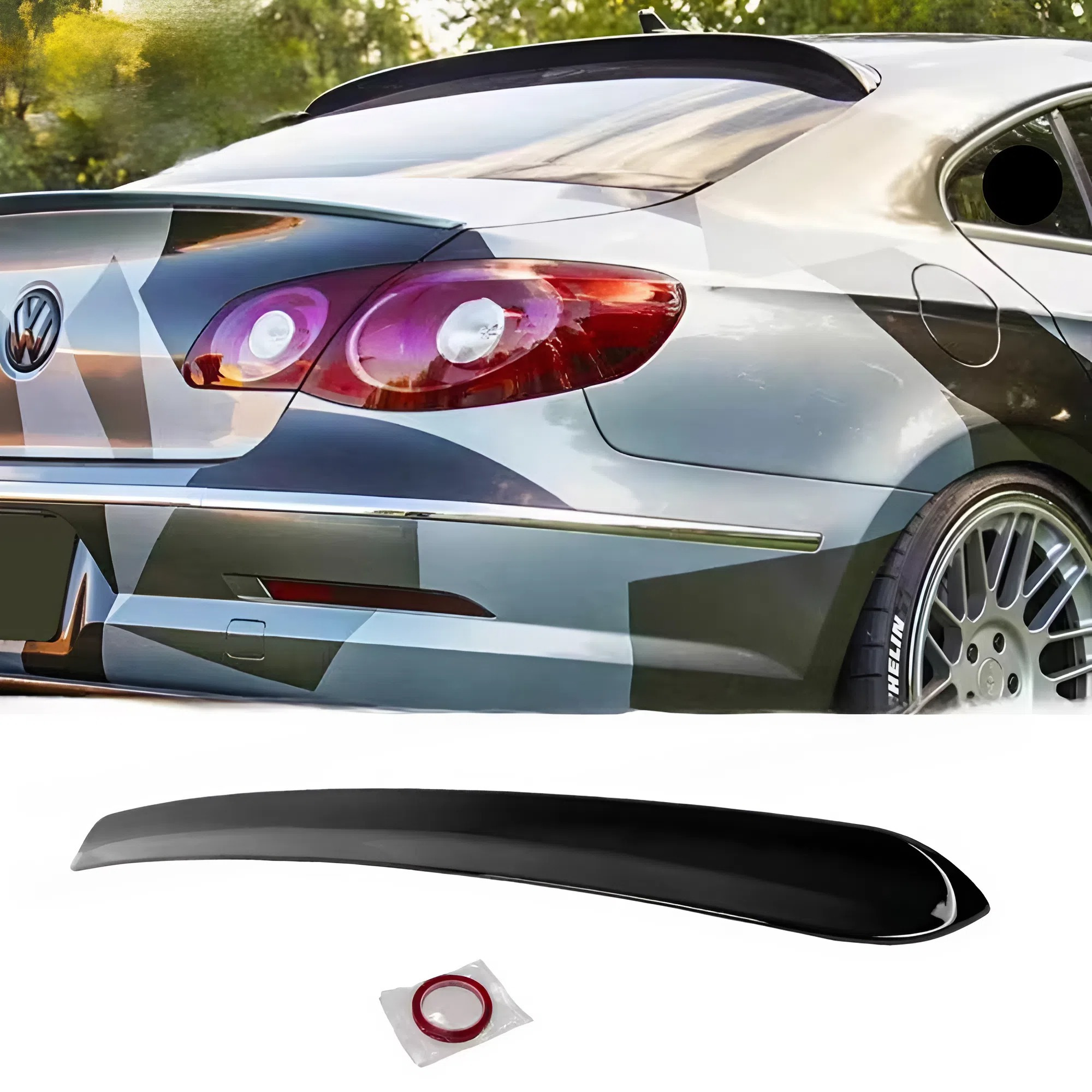 For Vw Cc 2008-2017 Duckbill Style Gloss Black Roof Spoiler Wing Abs Plastic Sport Rear Exterior Upgrade