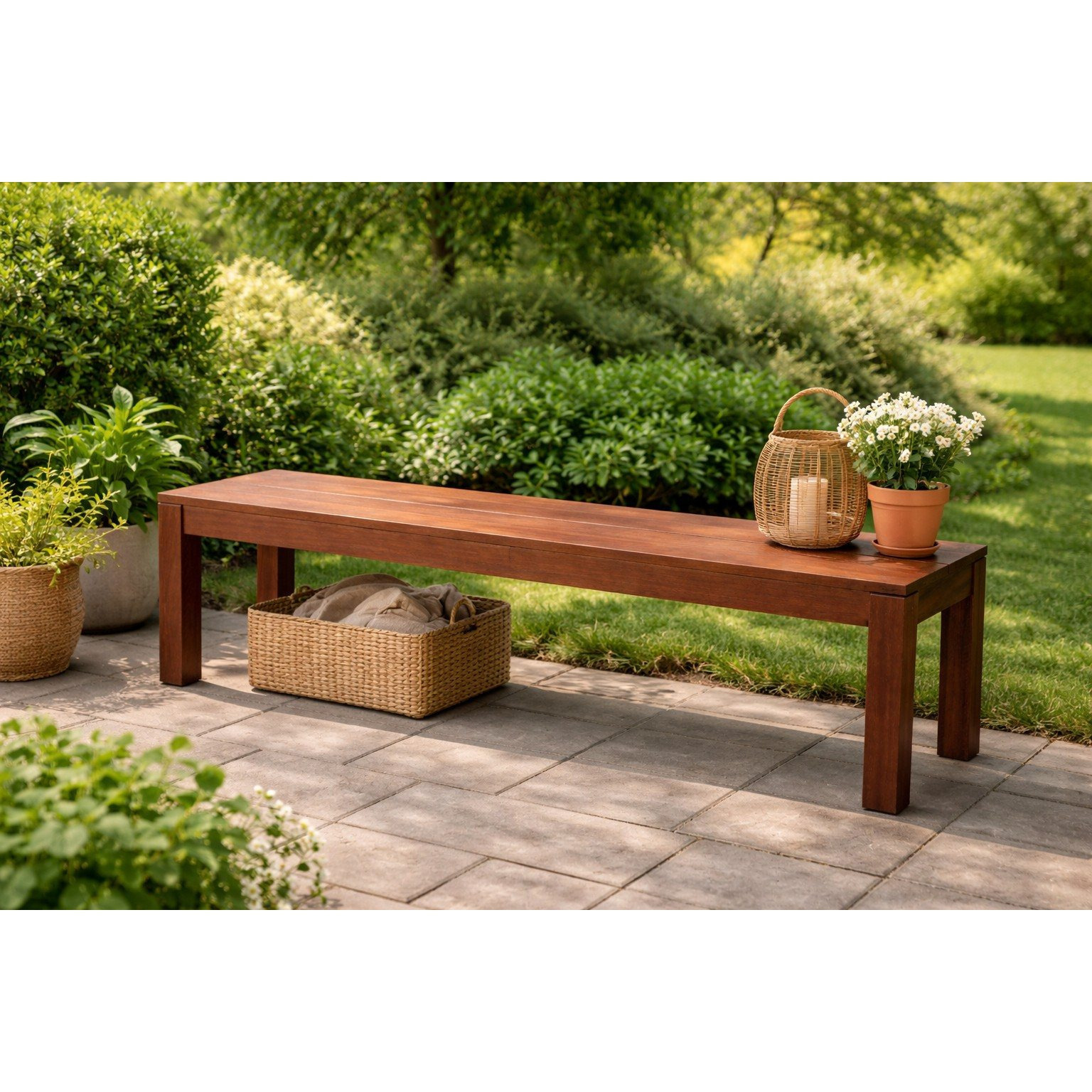 3-seater Garden Bench Stool, Eucalyptus