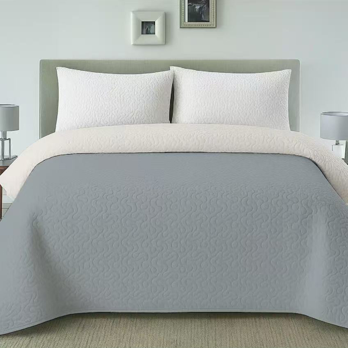 TEMU Colcha Reversible Liso , Cubrecama Acolchado Microfibra (Sin Fundas de Almohada)
