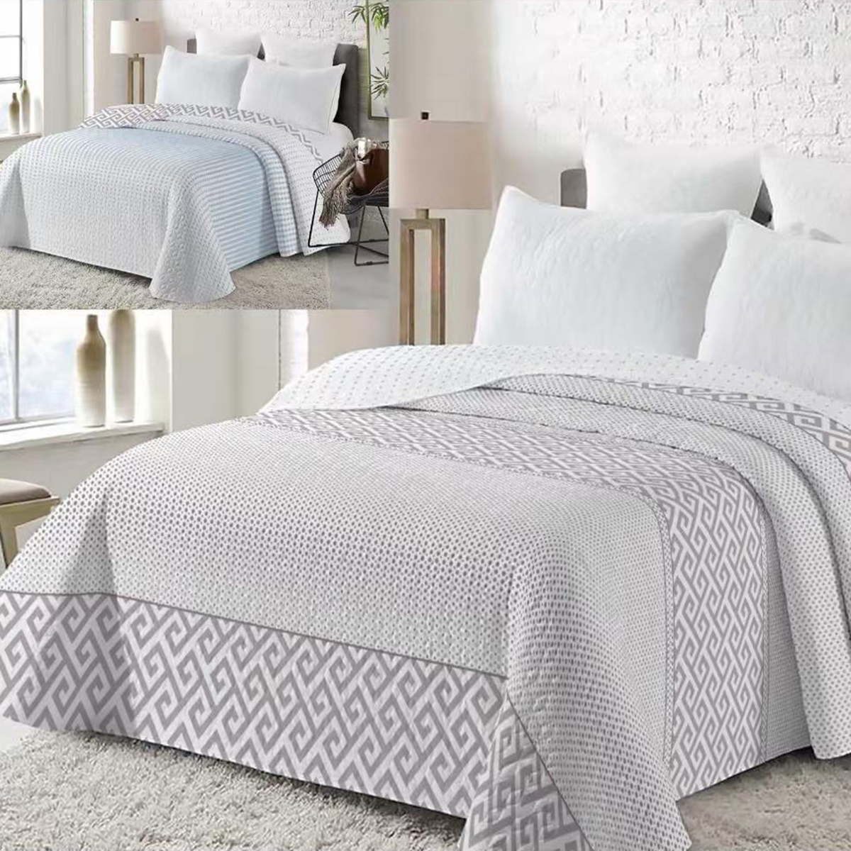 Reversible Summer Quilt, Modern Printed Bedspread, Soft Microfiber, Elegant Design For Bed 90/105/135/150, Breathable…: retailer-supplied image