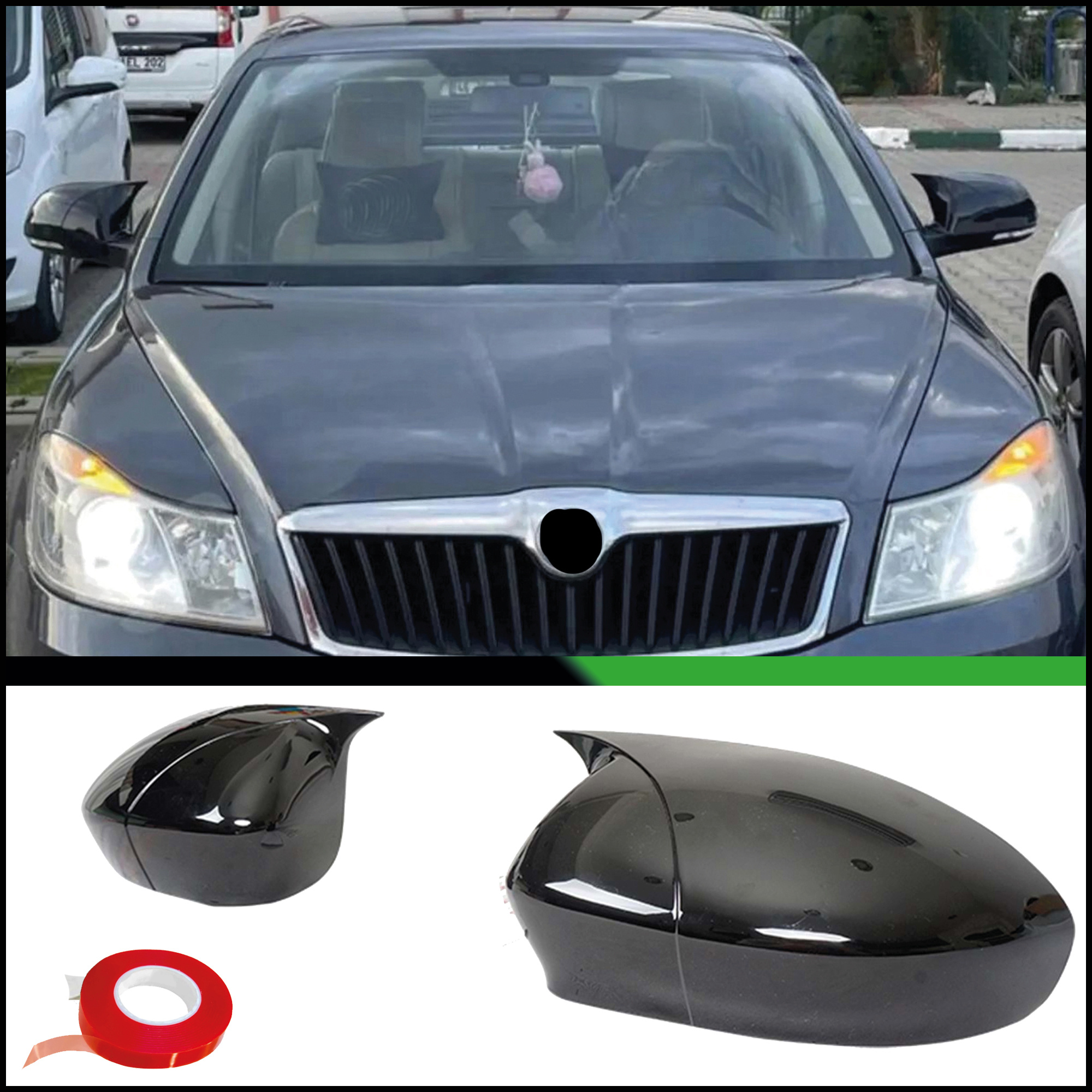 Mirror Cover For Octavia Mk2 A5 Facelift Fl 2009-2013 Accessory Rearview Mirror Cap Shell Cap Bat Model
