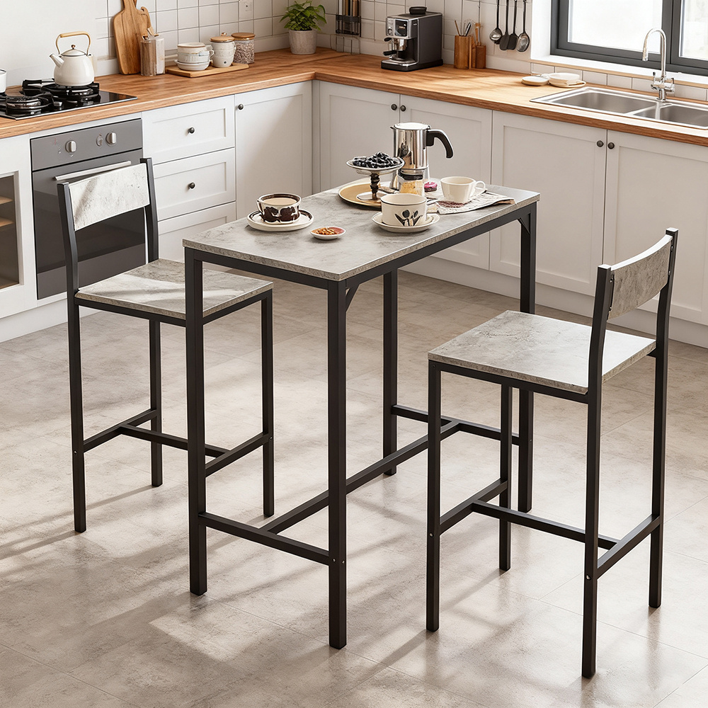 TEMU Set da 1 Tavolo 2 Panche Sala da Soggiorno Cucina Camera degli Ospiti Adulti Legno Metallo 89X45X86.5Cm Marrone HAOTIAN