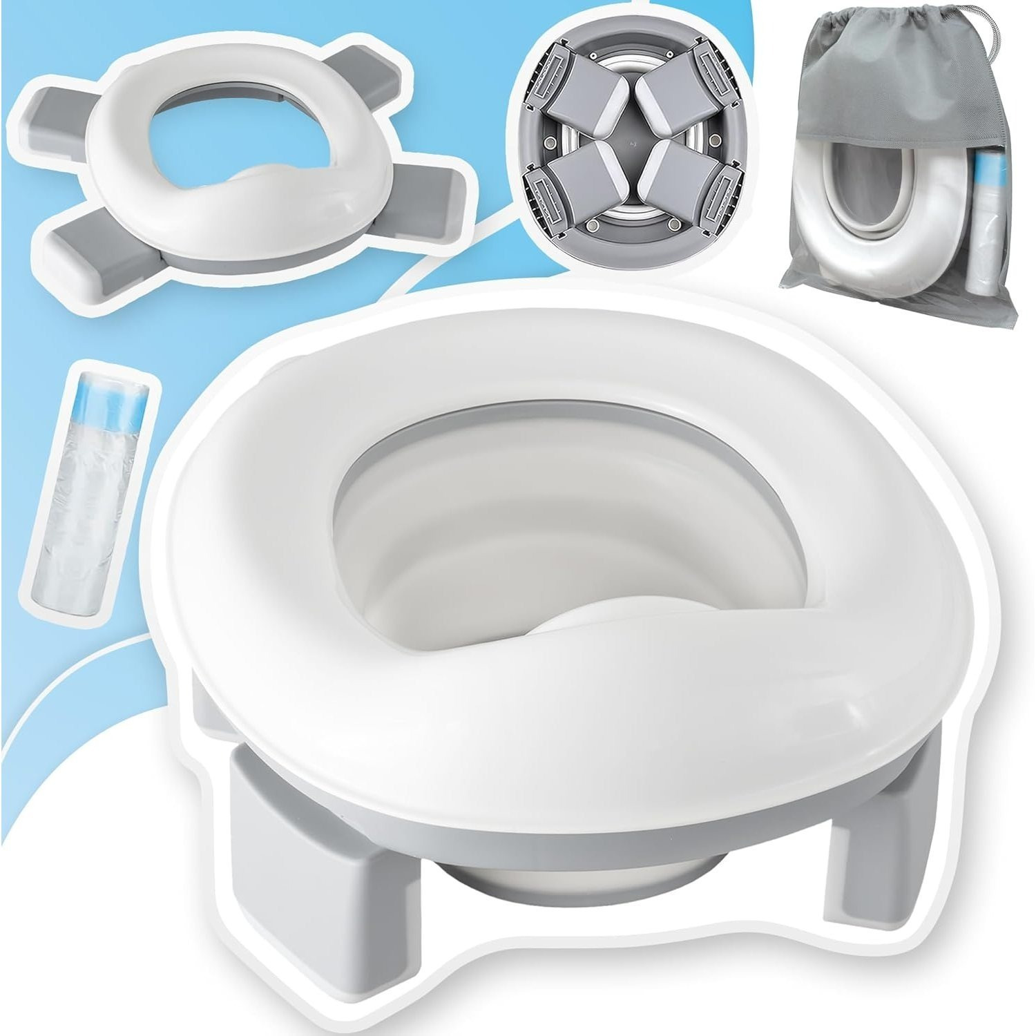 TEMU Almar Baby - Orinal portátil para niños reductor de wc plegable asiento inodoro compacto con bolsas orinal infantil adaptador wc compacto