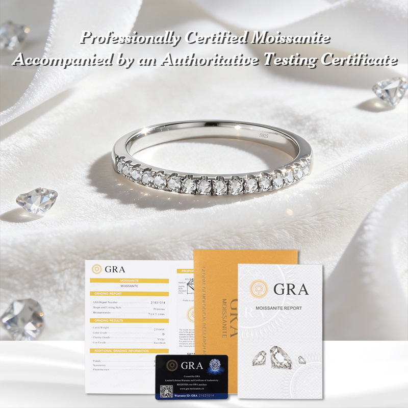 925 Sterling Silver D Synthetic Moissanite Eternity Glitter Ring Band