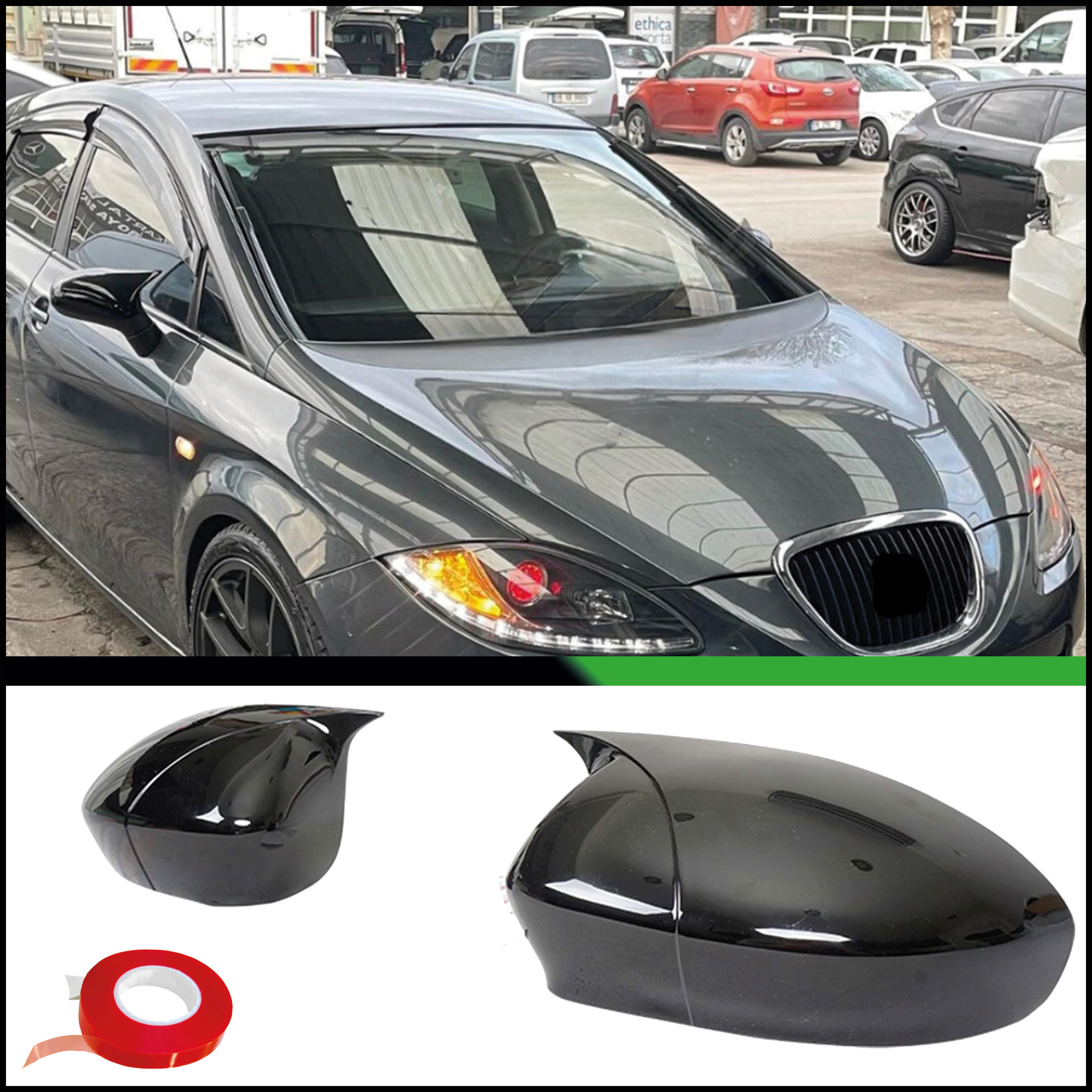 Mirror Cover For Seat Leon Mk2 Mk2.5 Fl 2005-2008 / 2009-2012 Accessory Rearview Mirror Cap Shell Cap Bat Model