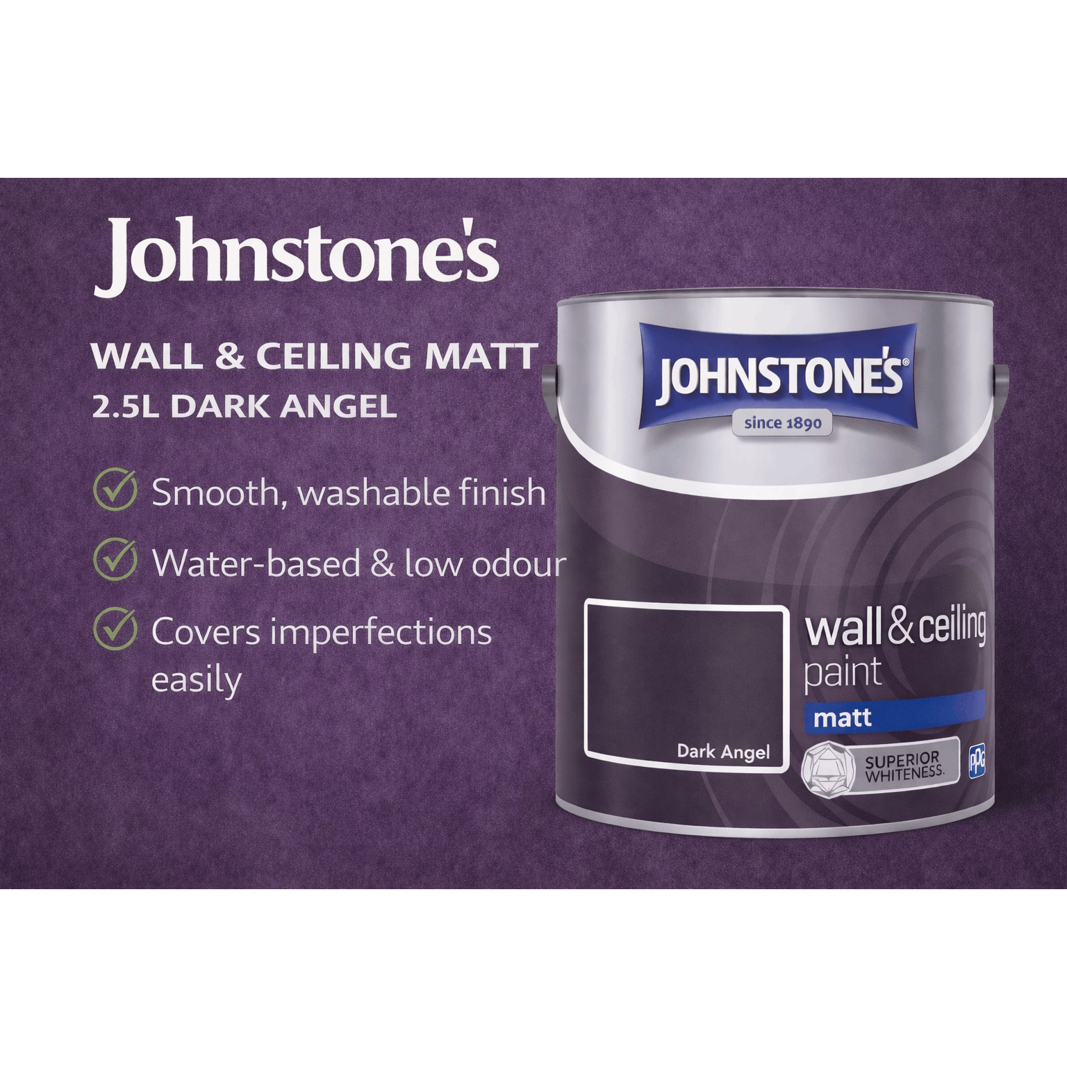 johnstones wall ceiling matt paint 2 5l smooth interior wall paint flat   multiple colours