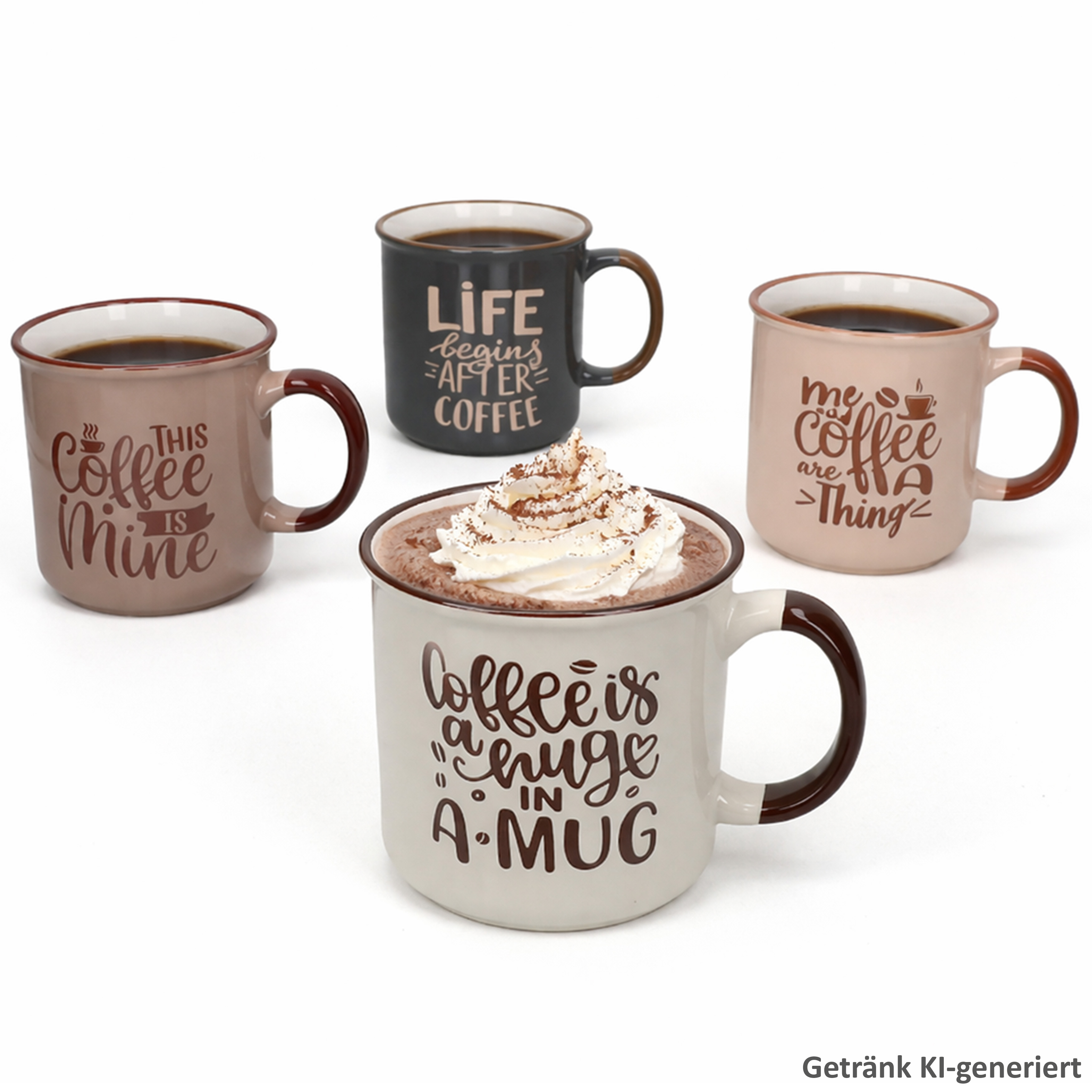 4pcs Set Xl Coffee Mugs 700ml Jumbo Mugs Quotes Pink Brown Grey