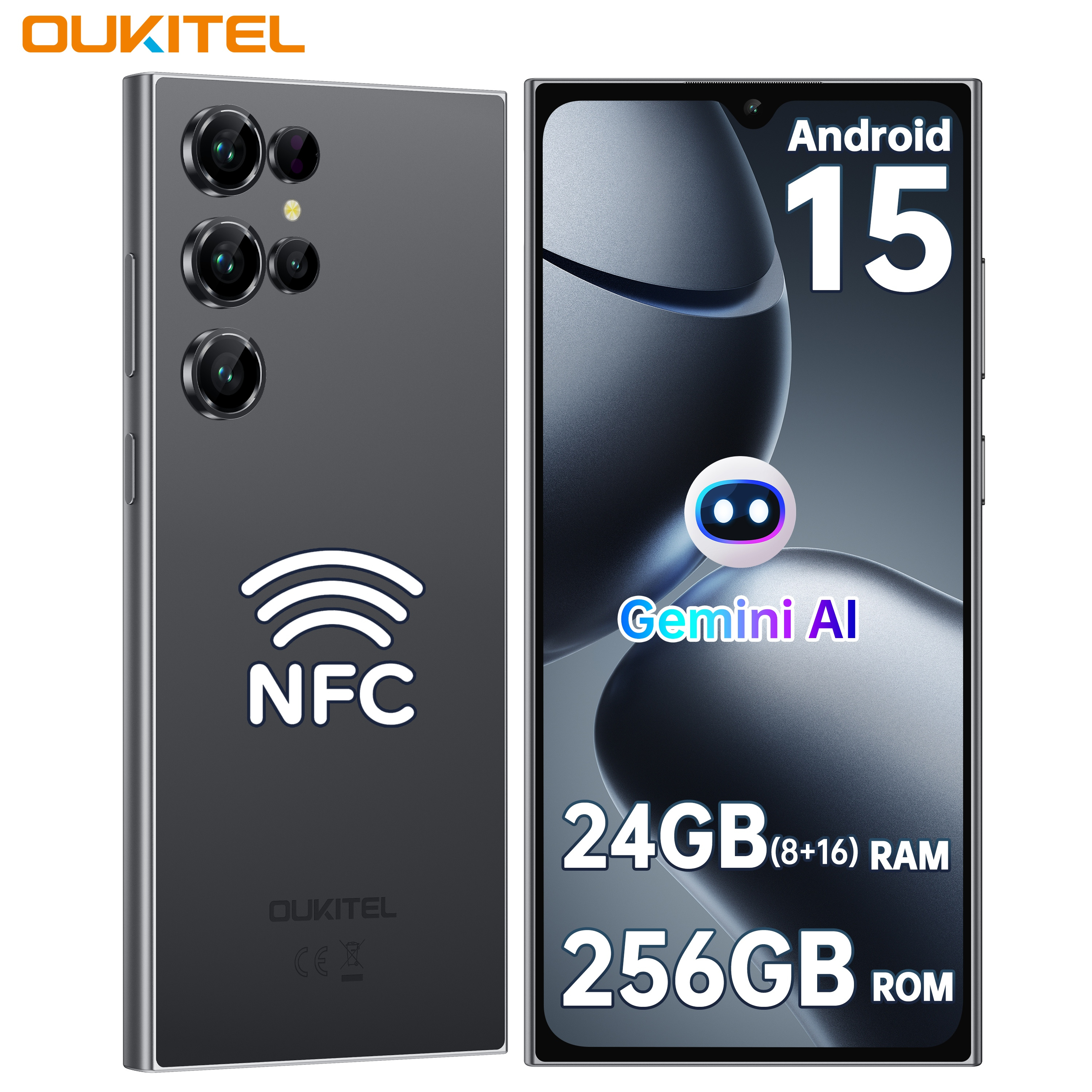 E-shop OUKITEL C61 SE Smartphone Ohne Vertrag, 90Hz Handy, 24GB(8+16) RAM 256GB ROM, 15 Handy, 6.88 Inch Screen, 5150 mAh Battery, Fingerabdruck//