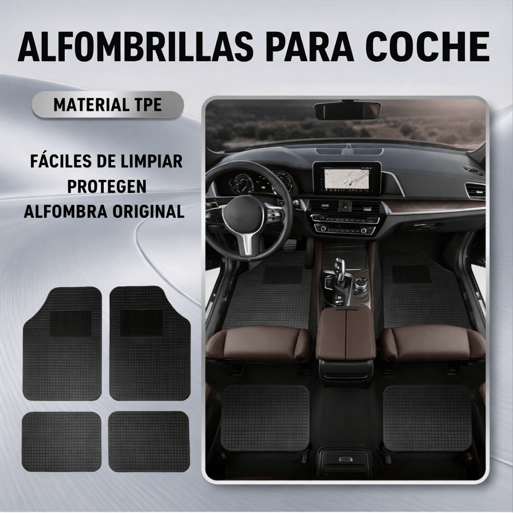 TEMU Alfombrillas de Coche de Goma 4PCS – Tapetes Impermeables Antideslizantes, Protección Antibarro para SUV y Sedán