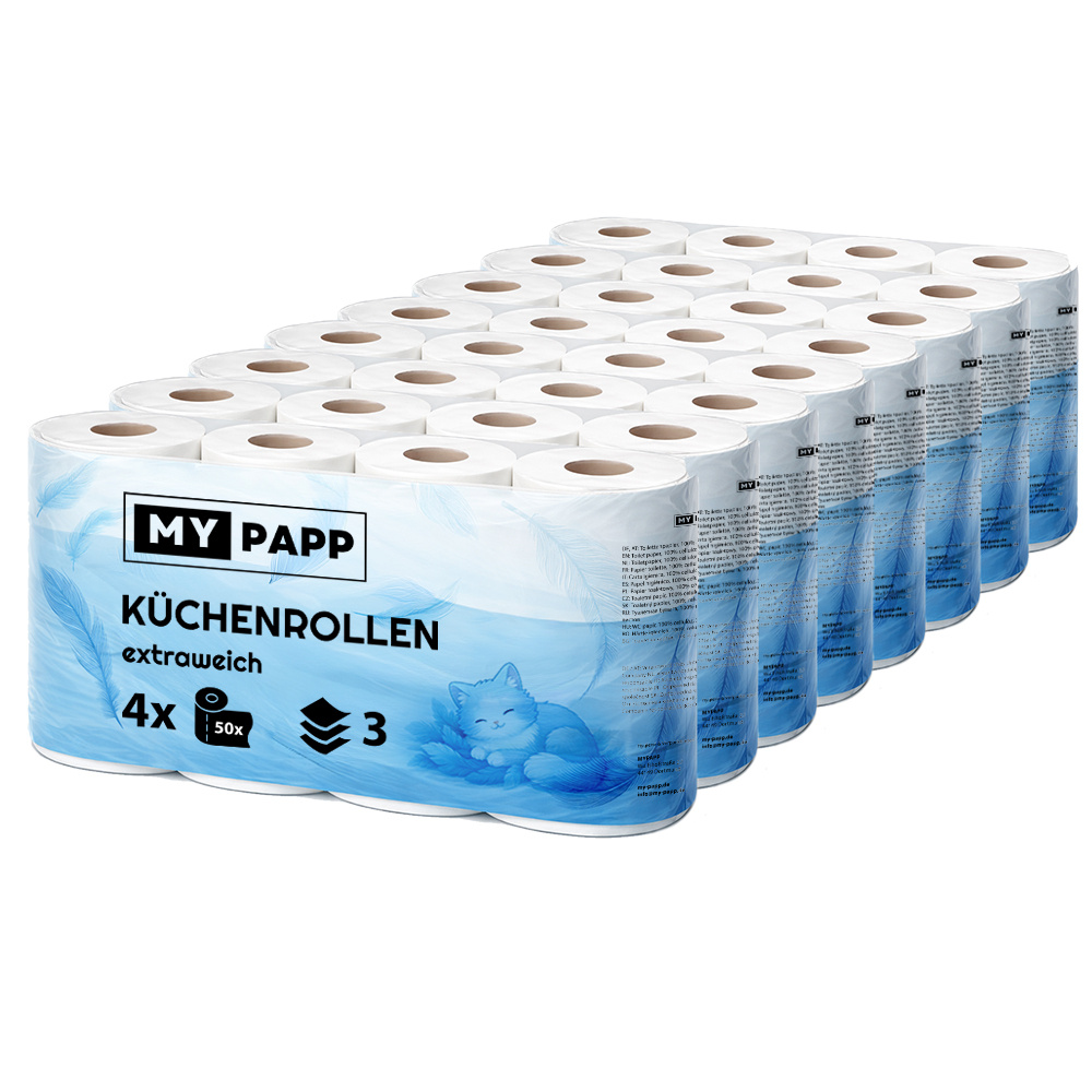 TEMU 3-layer Kitchen Roll Mypapp - 32 Rolls Large Pack, 50 Sheets Per Roll (total 1500 Sheets), Extra Absorbent & Tear-resistant, Household Paper For