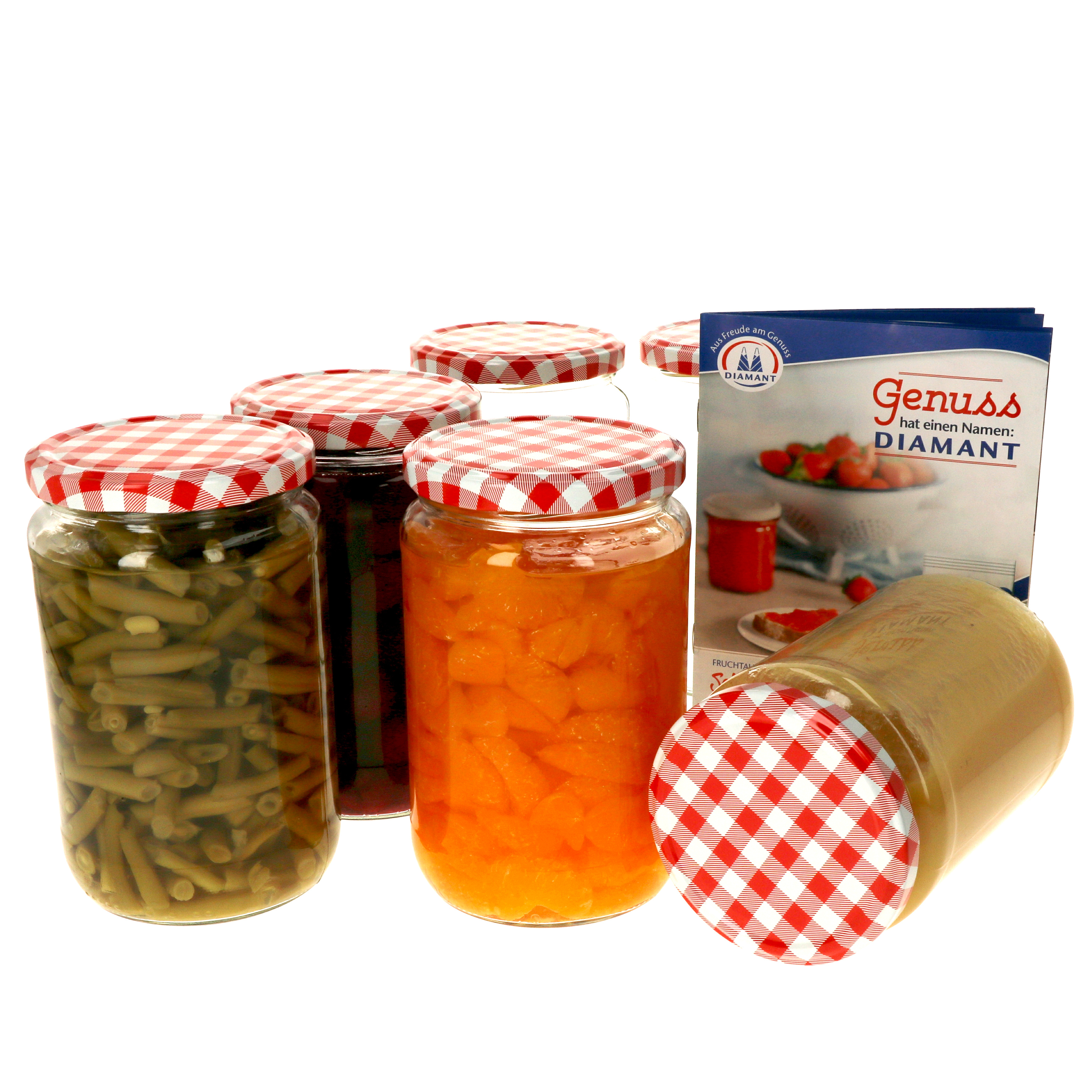 6pcs Set Of Preserving Jars 720 Ml Lid Red And White Checked Storage Jars Glass Storage