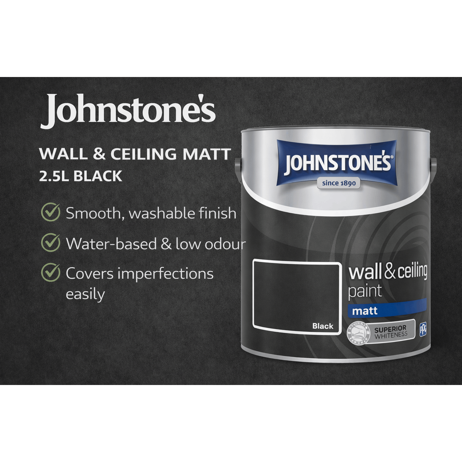 item picture johnstones wall ceiling matt paint 2 5l smooth interior wall paint flat   multiple colours