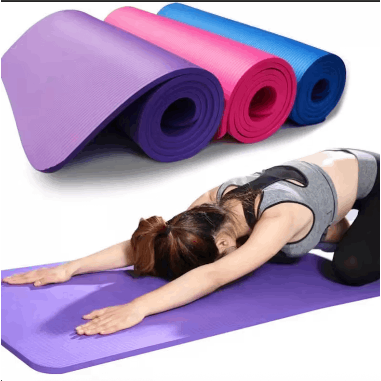 TEMU Tapis de Yoga et Pilates Antidérapant 183X61X0.3 Cm (COULEUR ALÉATOIRE) | Tapis de Fitness et de Gym Pliable , Confortable et pour l'Exercice,