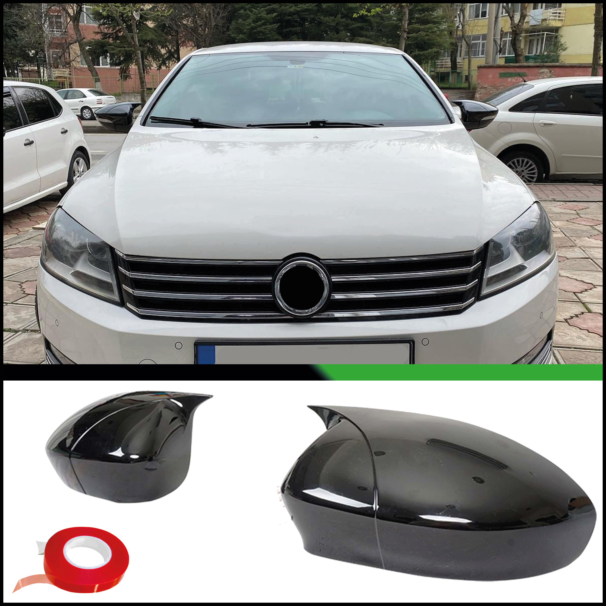 Mirror Cover For Vw B7 2011-2014 Accessory Rearview Mirror Cap Shell Cap Bat Model