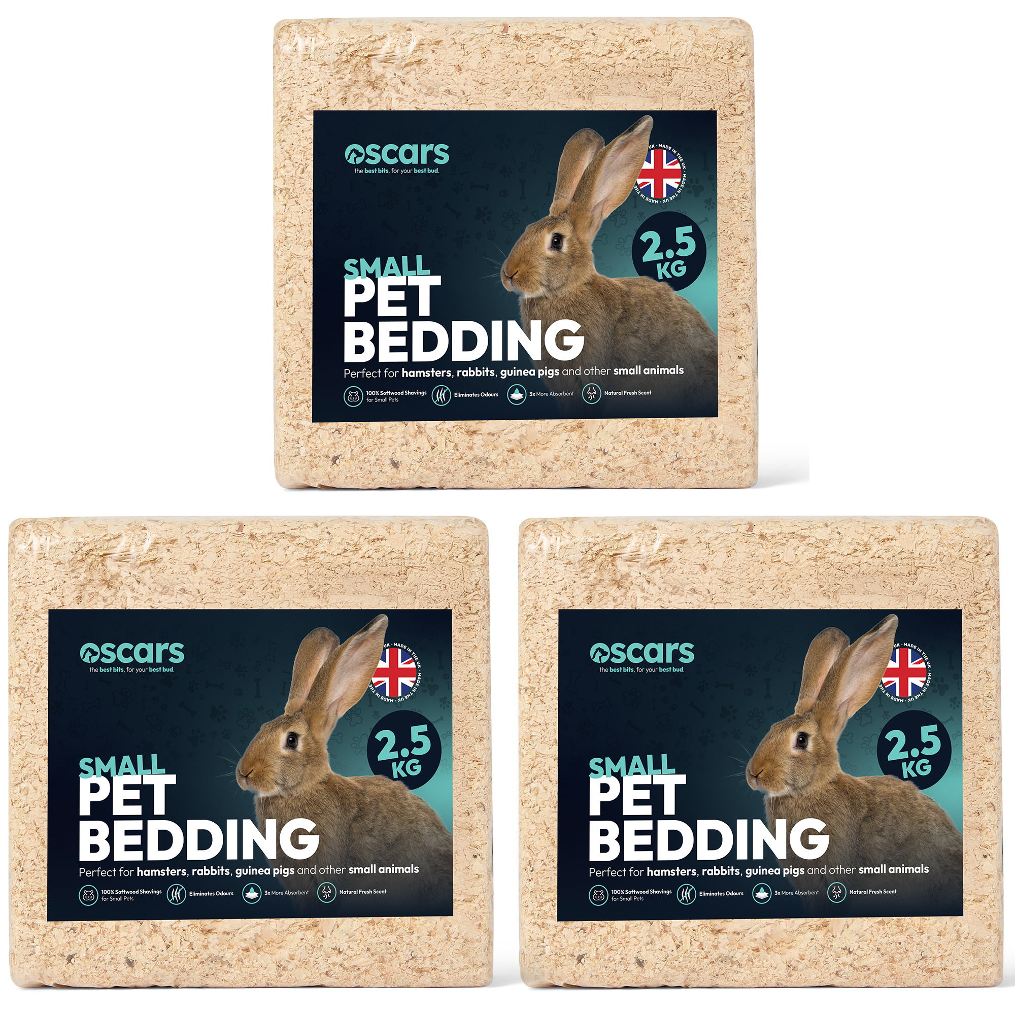 Oscars Wood Shavings Natural Small Pet Bedding, 2.5kg