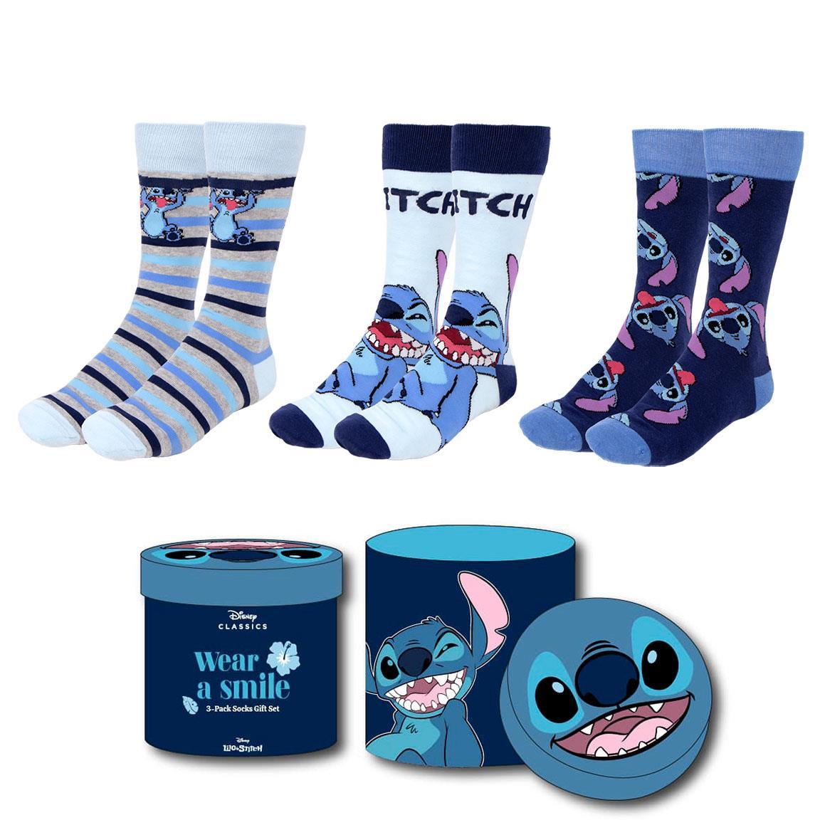And Stitch Size 36-41 Women's Youth Socks 3-pack In Packaging