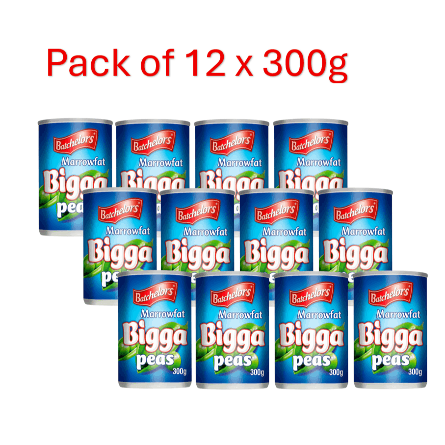 TEMU Batchelors Marrowfat Bigga Peas – Pack Of 12 – Tinned Marrowfat Peas, British Chip Shop Style Peas, Ready To Heat Pantry Food