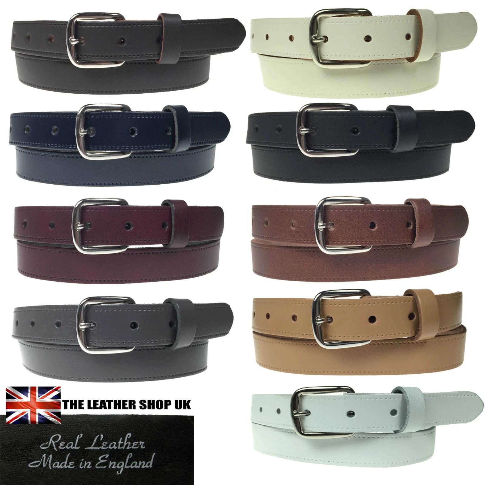 Genuine Leather Jeans Belt for Men and Women, Silver Buckle