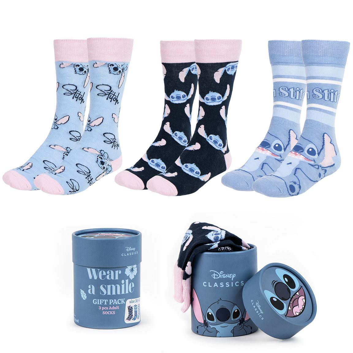 Image of And Stitch Size 36-41 Women's And Teen Socks 3-pack In Packaging