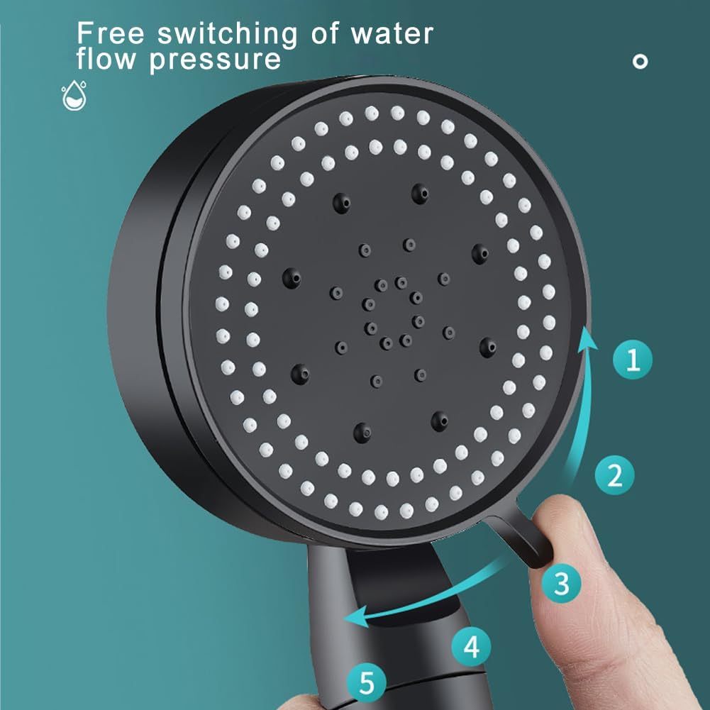 Multifunctional High Pressure Shower Head with 5 Spray Settings
