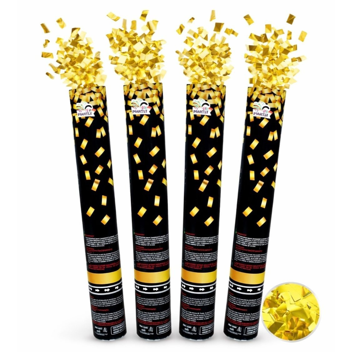 Image of 4 Rectangular Golden Confetti 30 Cm - Portable Confetti Launcher For Weddings - Easy To Handle, Ideal For Weddings Or Birthdays