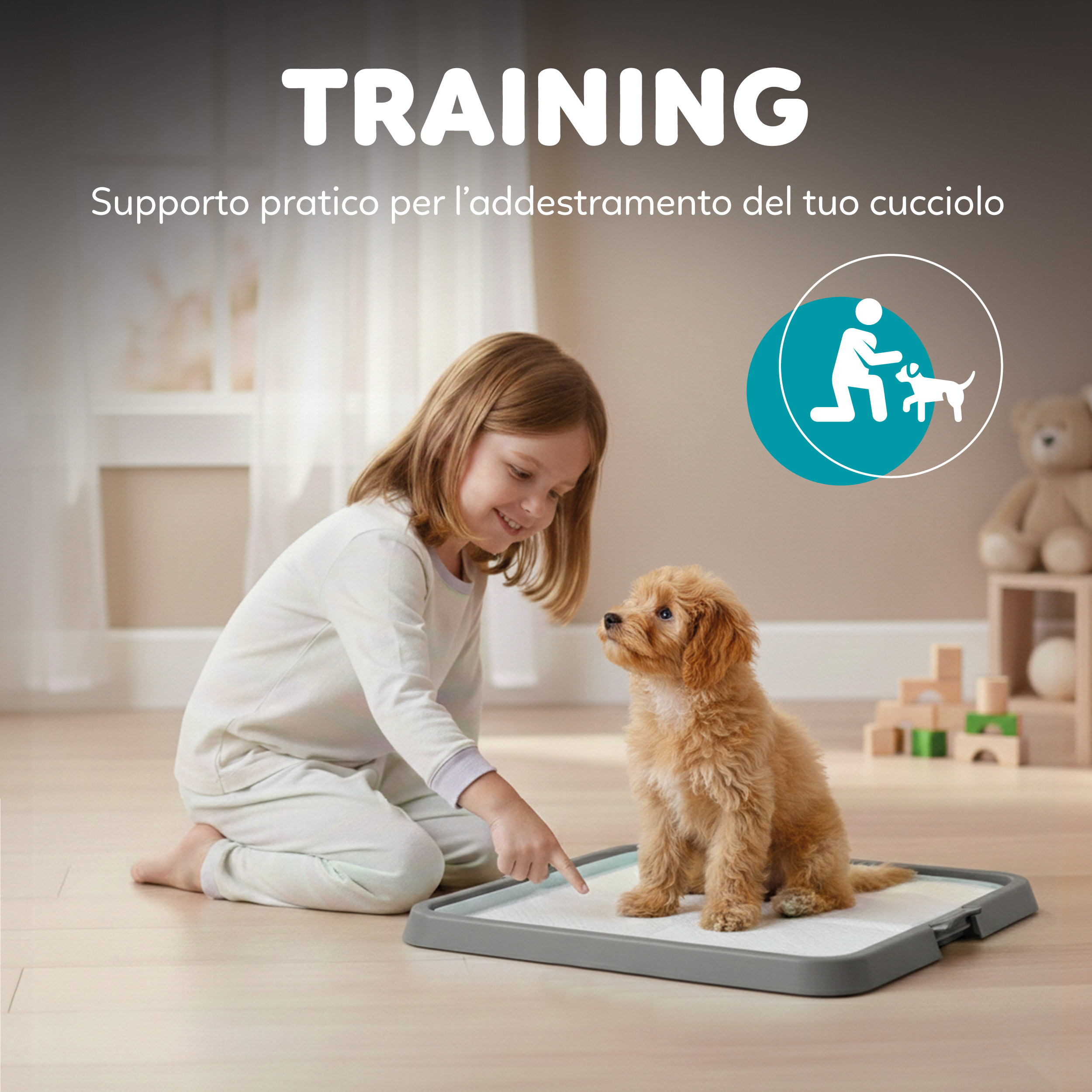 Aqpetfriends Dog Litter Tray With Absorbent Mat Holder, 60x60 Cm, Non-slip Base For Hygienic Puppy Pads, Ideal For Puppy Training And Home Use
