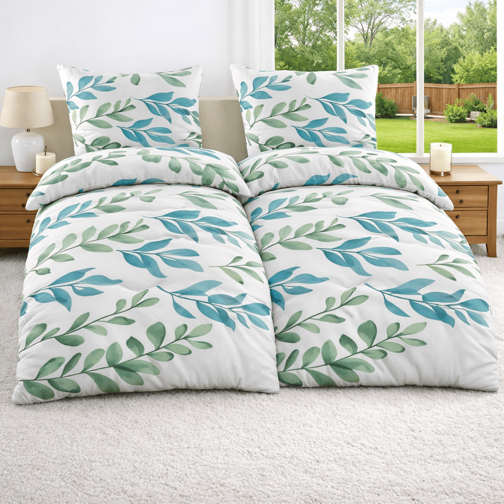 Image of Cotton Bedding Set 135x200 4-piece – 2x Duvet Cover 135x200 & 2x Pillowcase 80x80, Zippered Bedding Set, Breathable &
