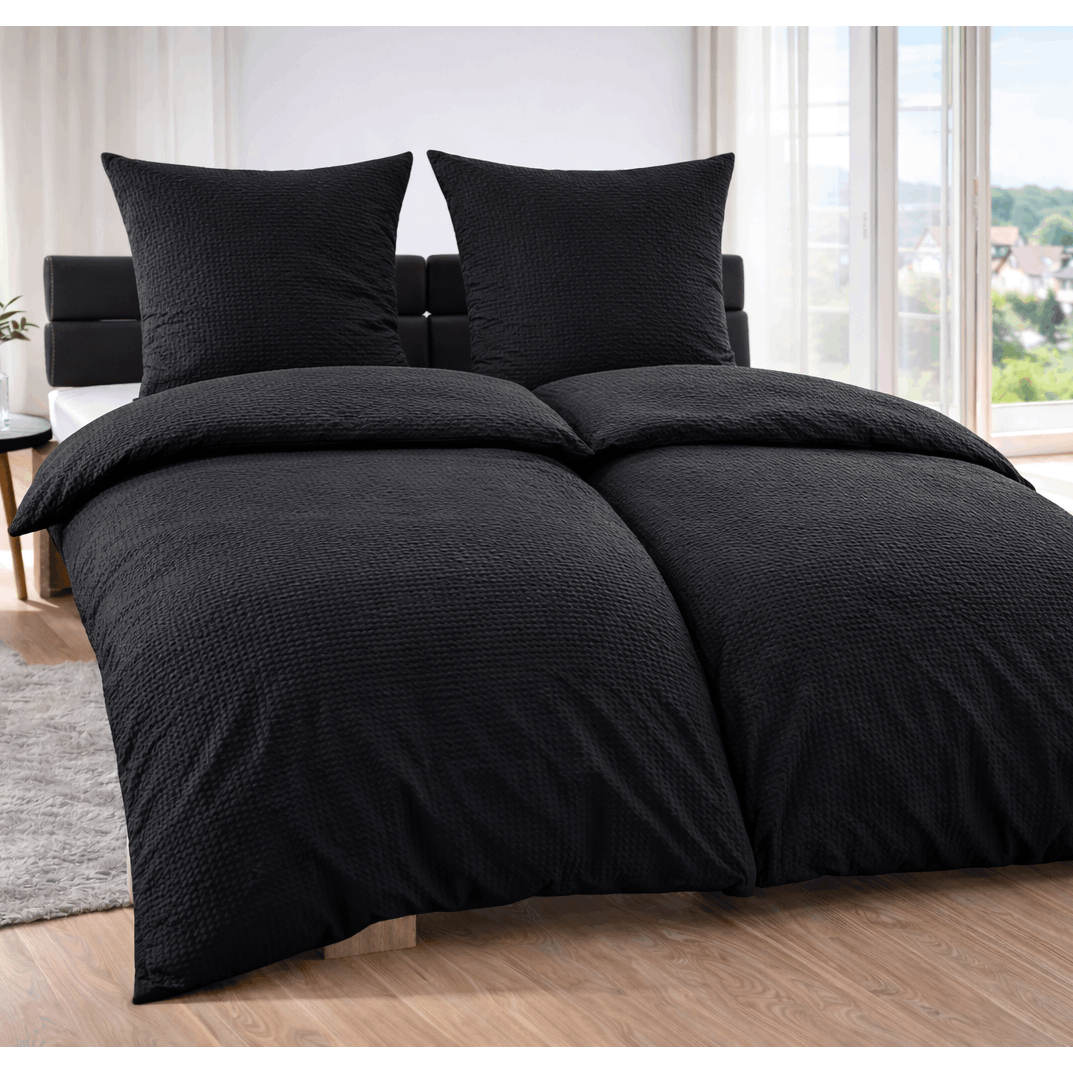 E-shop Seersucker Bettwäsche 135x200 Mikrofaser Bettbezug Set, -Bettwäsche,1 Bettbezug Kopfkissenbezug 80x80 cm,für Einzelbett mit Reißverschluss