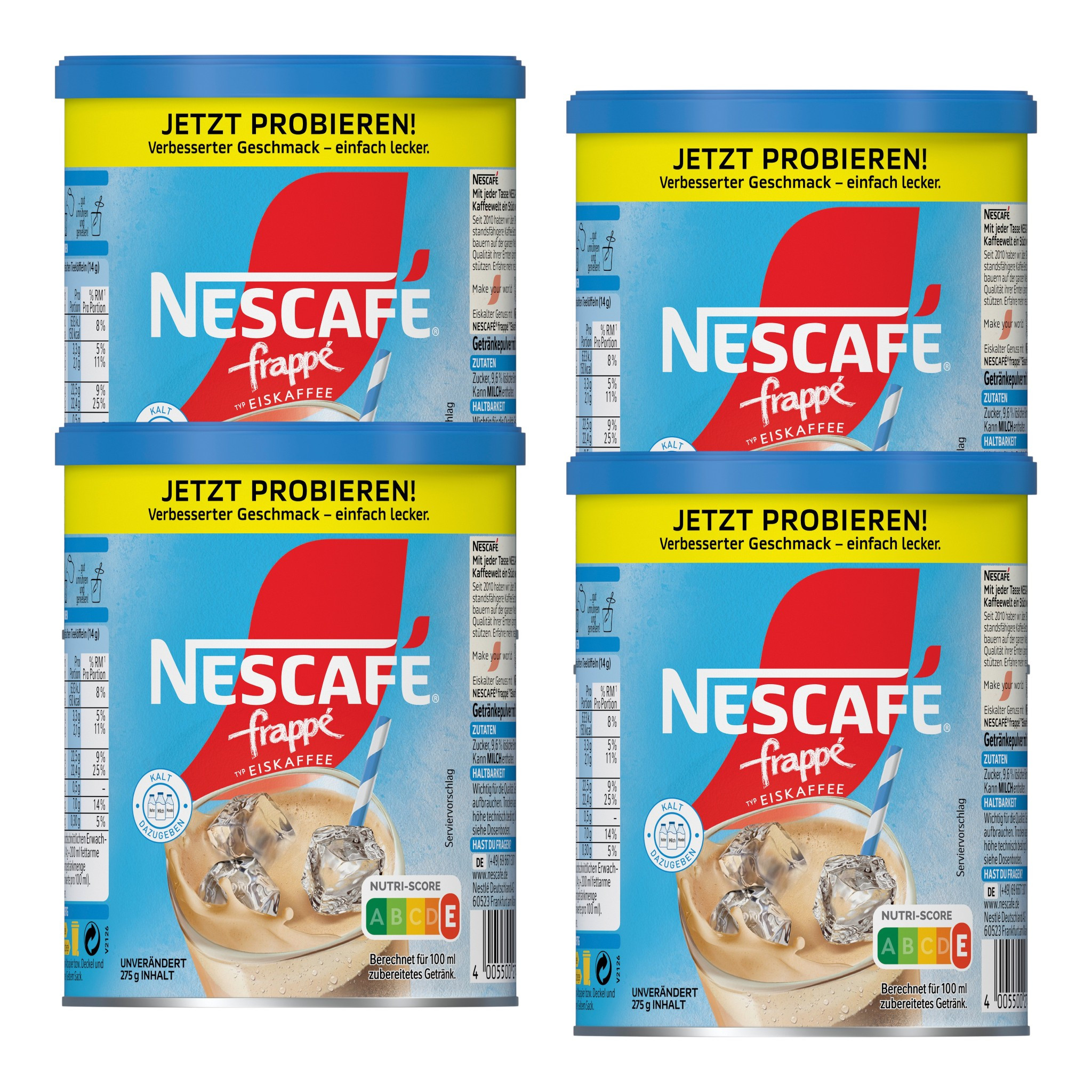 Image of Nescafé Frappé Iced Coffee Powder 275g (4-pack) | Instant Coffee For Frappé | Powder For Cold Coffee Drinks | Coffee Drink Mix For Summer And Iced Coffee