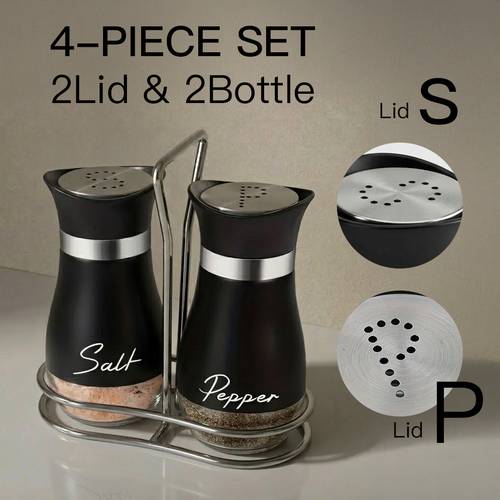 4pcs set 2 bottles of adorable glass salt and pepper shakers 4 oz 113 4 salt and pepper shakers with stainless steel caps suitable for kitchen dining tables rvs camping and bbqs condiment bottles salt and pepper shakers