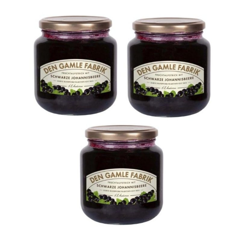 The Old Factory Black Currant Jam - Gourmet Fruit Jam 3 X 600g