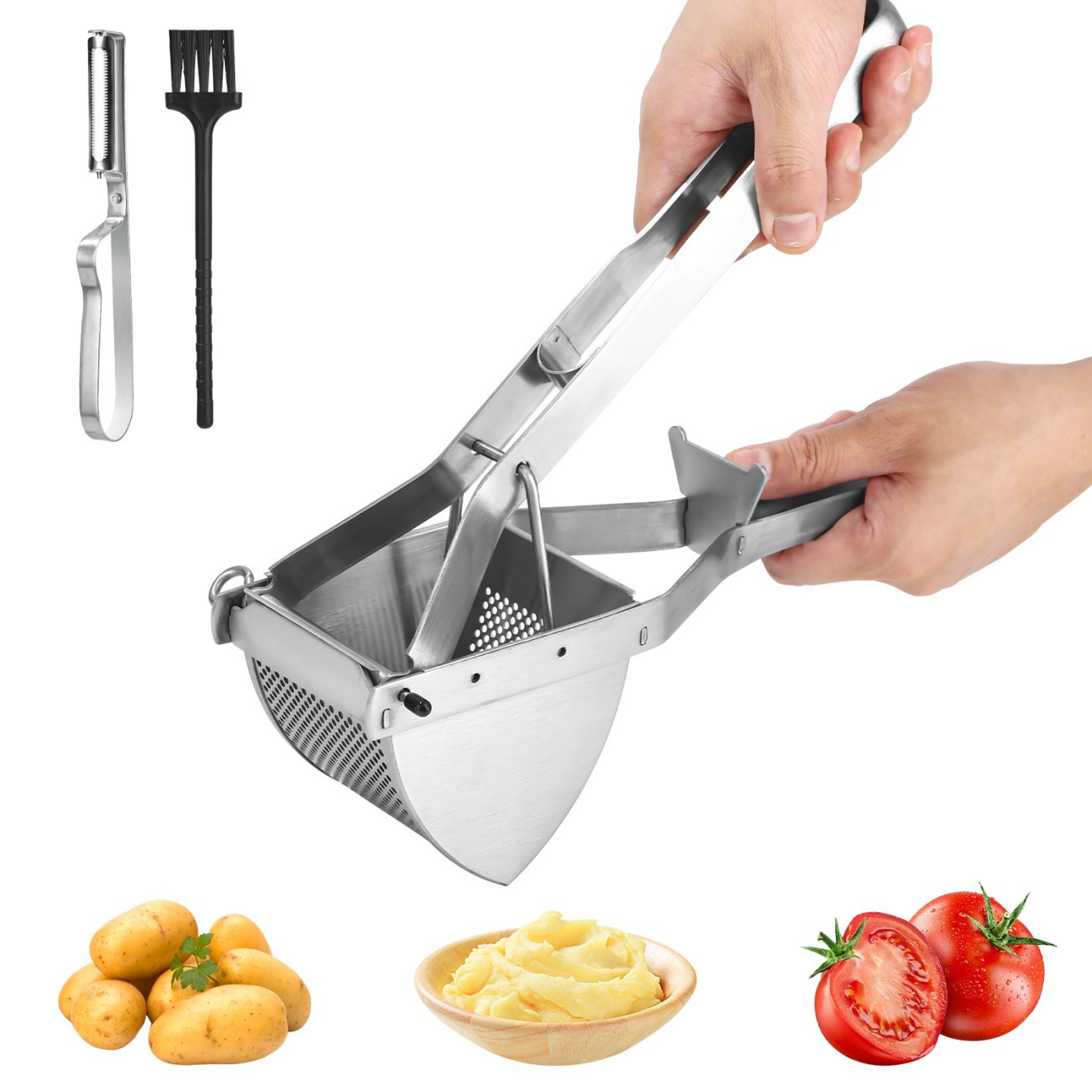 TEMU Potato Press, Lemon Juicer, Potato Masher, Potato Ricer, , Multifunctional Juice Maker, Stainless Steel Potato Masher, Kitchen Vegetable Masher