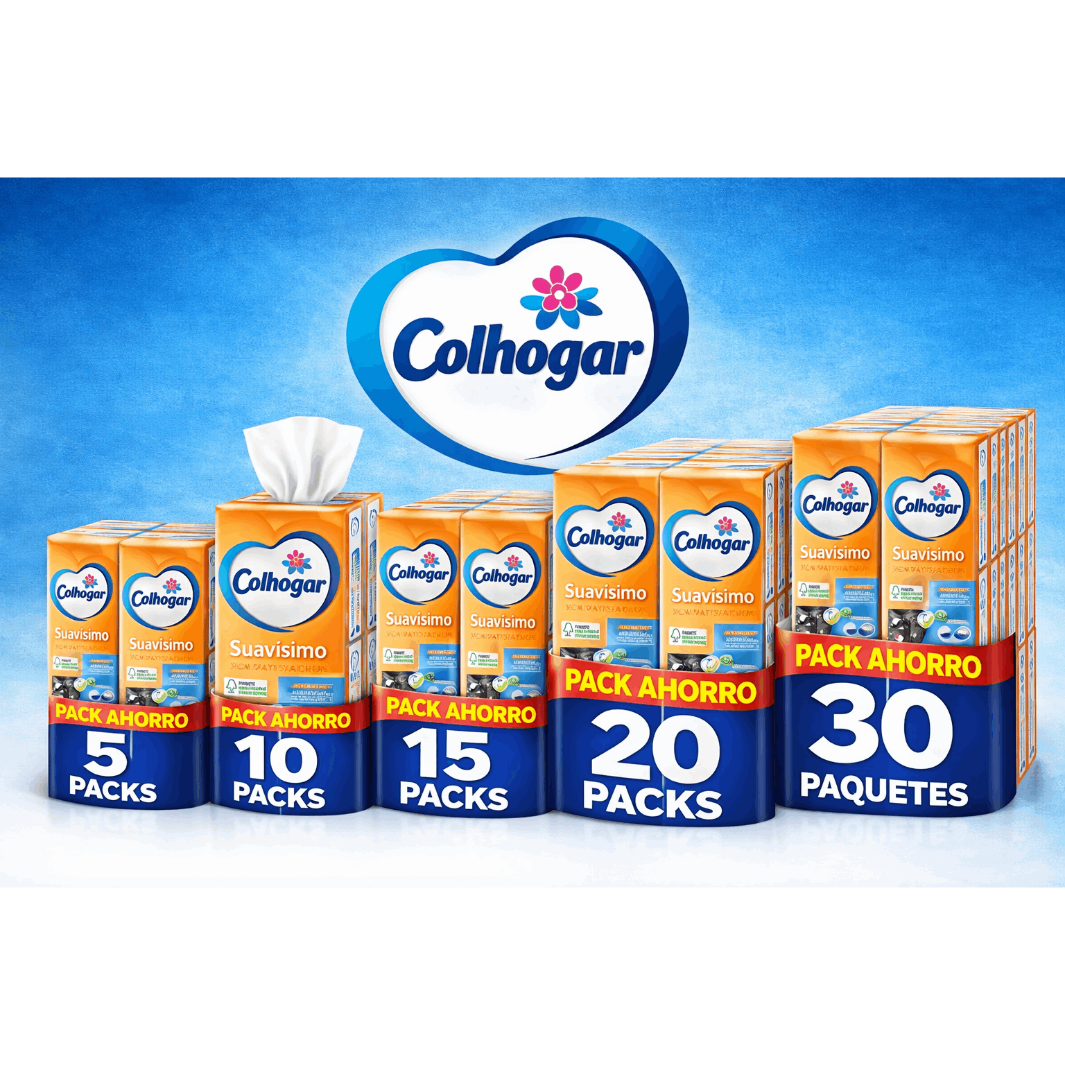 TEMU Colhogar 30x6 180 Paquetes de Pañuelos – Suavidad Extra y Absorción para Uso Diario