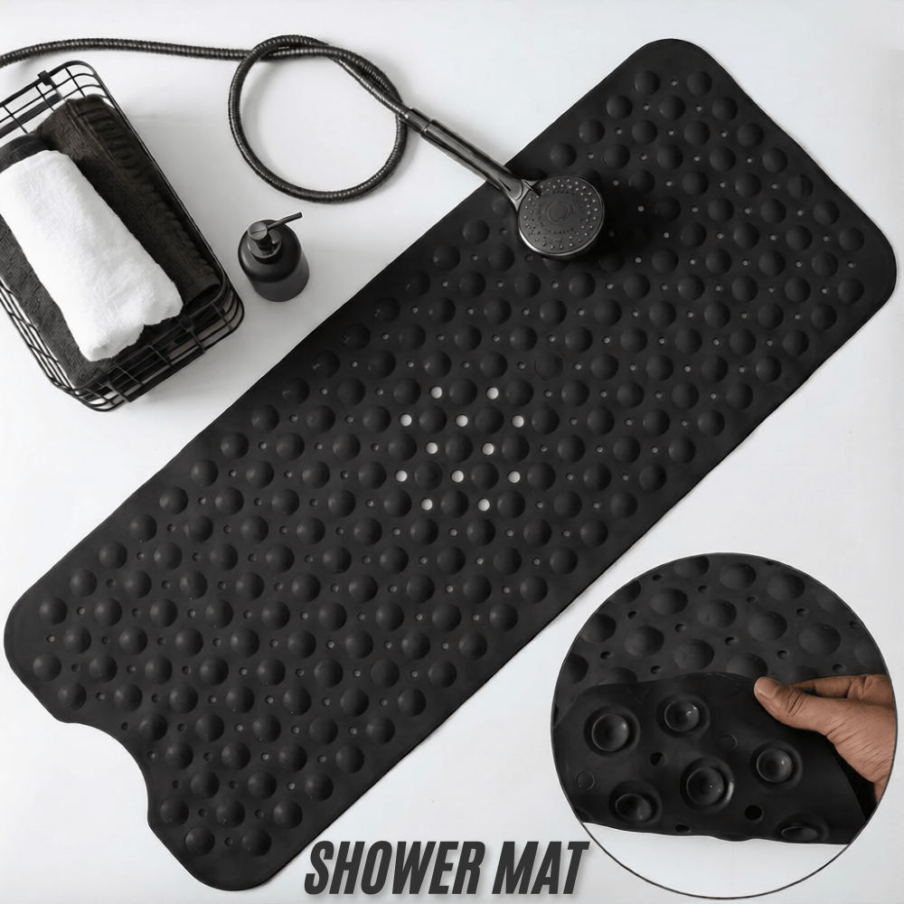 TEMU Ameha 1pc Extra Large Shower Mat – Pvc Bath Mat With Suction Cups & Drain Holes, Machine Washable Bathroom Mat For Shower & Tub