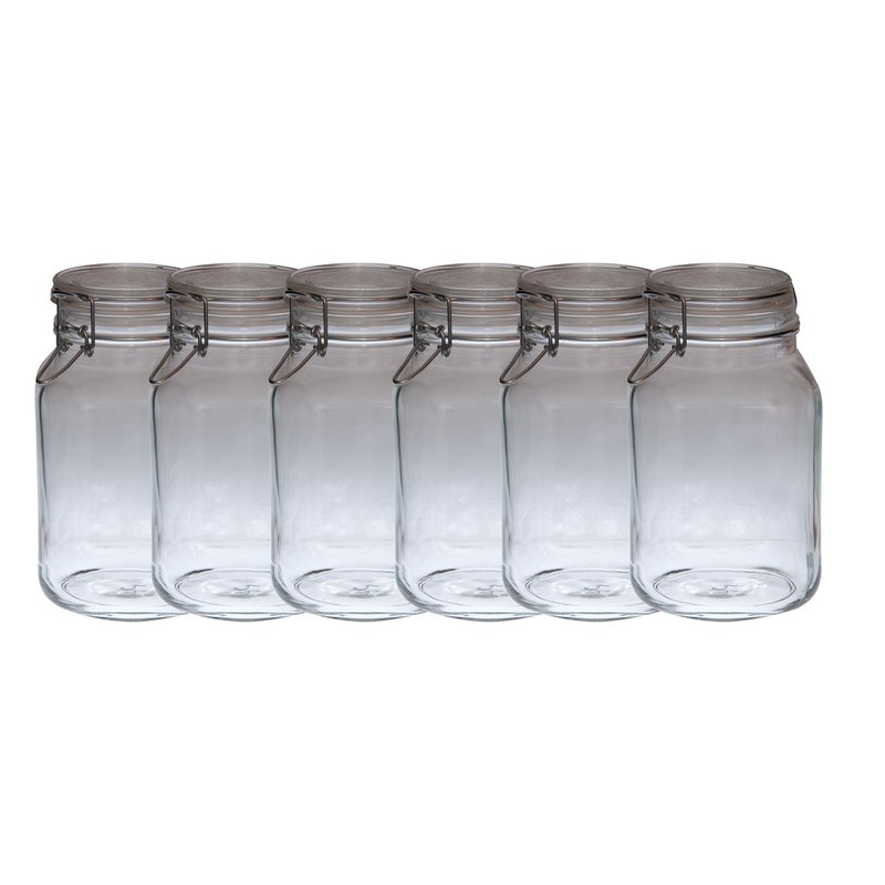 TEMU Set Of 6 Original Bormioli Glass Jars, Model, 2l, With Airtight Lid