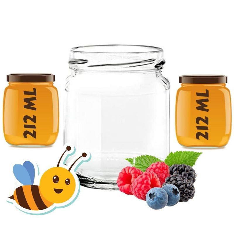 TEMU 48 Vasetti piccoli Vasi Barattoli vetro 212 ml Std con Tappi - Vasetti per marmellate confetture e segnaposto - Tappi idonei alla bollitura T.O.