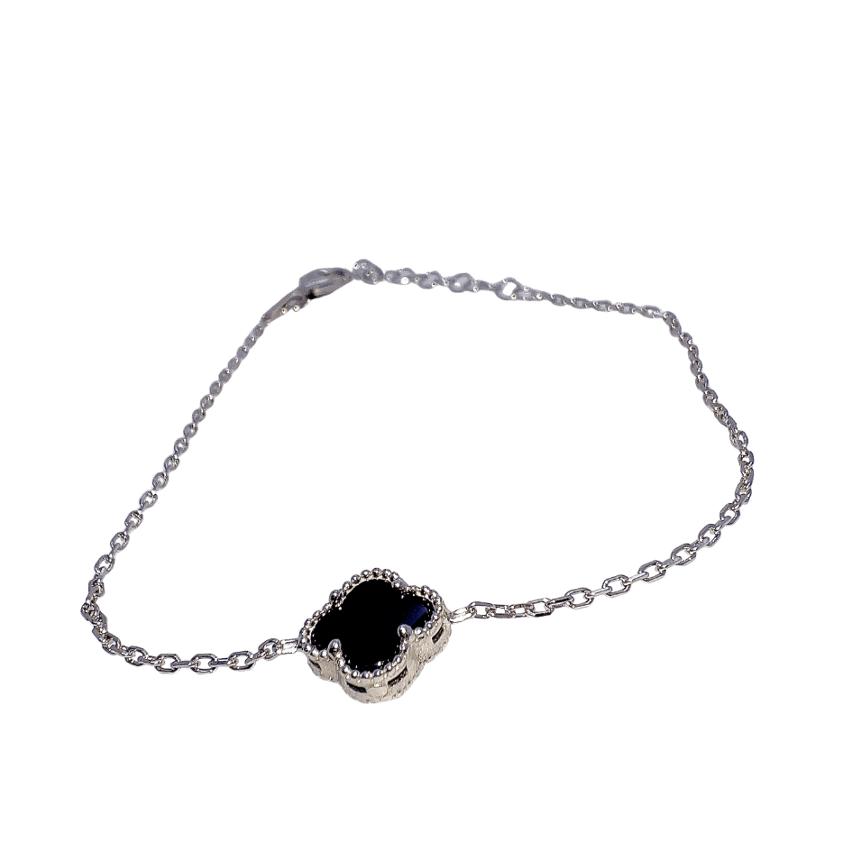 Image of 925 Silver Bracelet With A Trendy Symbol - Black Stone, Seller - Check Our Reviews, Fast Shipping, Gift Packaging - Elegant Box With Logo, 925 Silver Jewelry