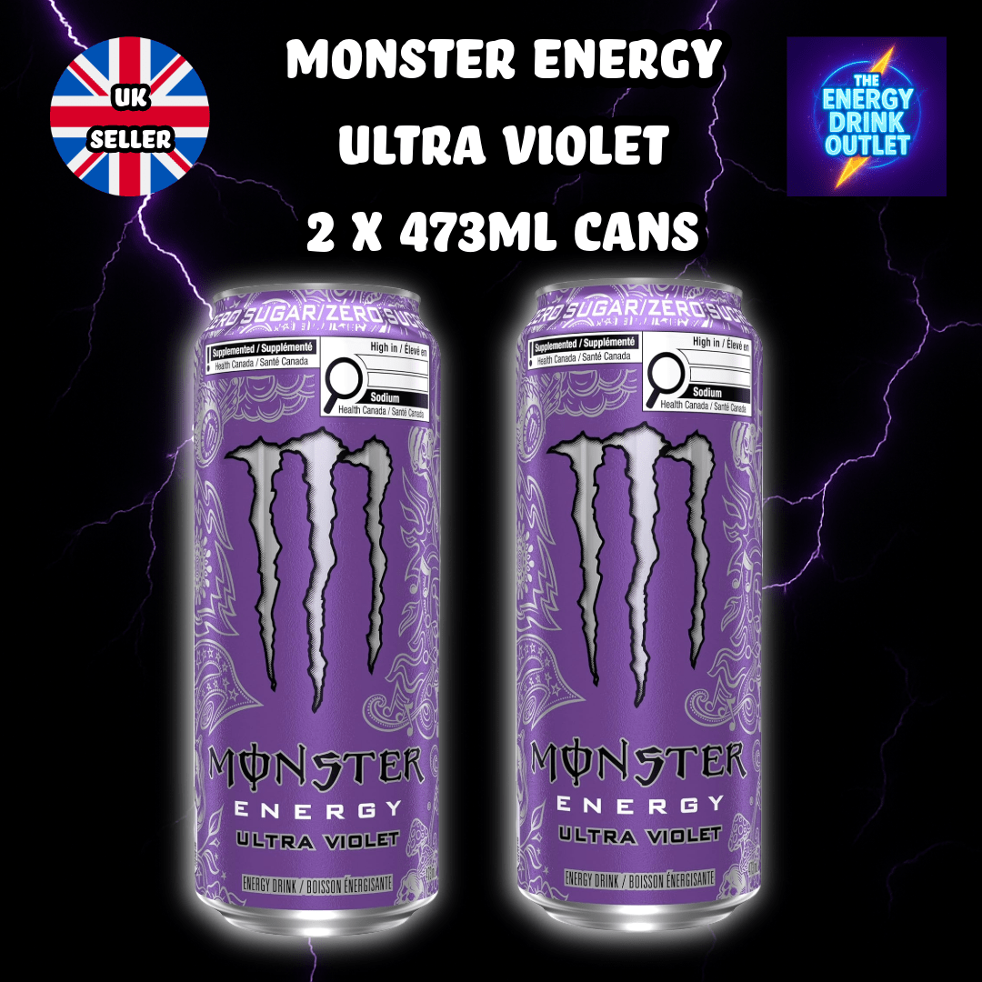 TEMU Monster Energy Ultra Violet 2 X 473ml Cans - Grape Citrus Flavour - Exclusive Imported Sugar Free Energy Drink