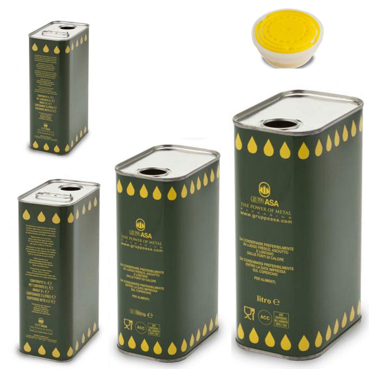 TEMU Green Garden Latta Rettangolare Lt 1 per Olio con Tappo stagna tanica