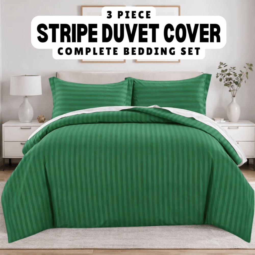 3pcs satin stripe duvet cover set soft breathable microfiber bedding with pillowcases 1 duvet cover with 2 pillowcases   button closure single   super king sizes   bedroom decor uk local warehouse