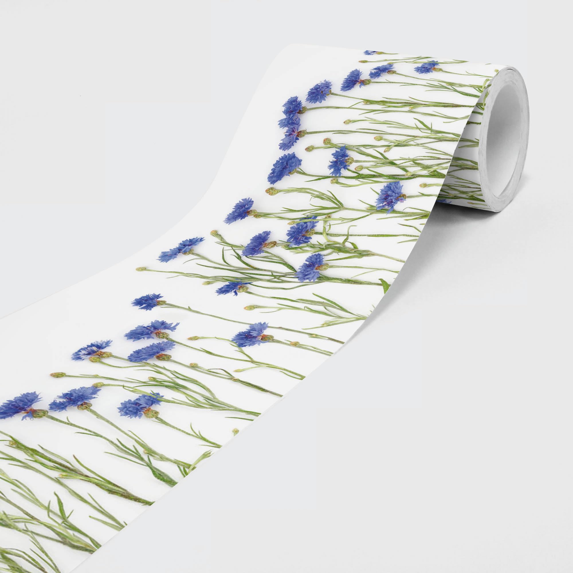 Dimex Self-adhesive Wallpaper Border Blue Flowers, Non-woven Fabric, Floral Pattern, 5 M X 15 Cm