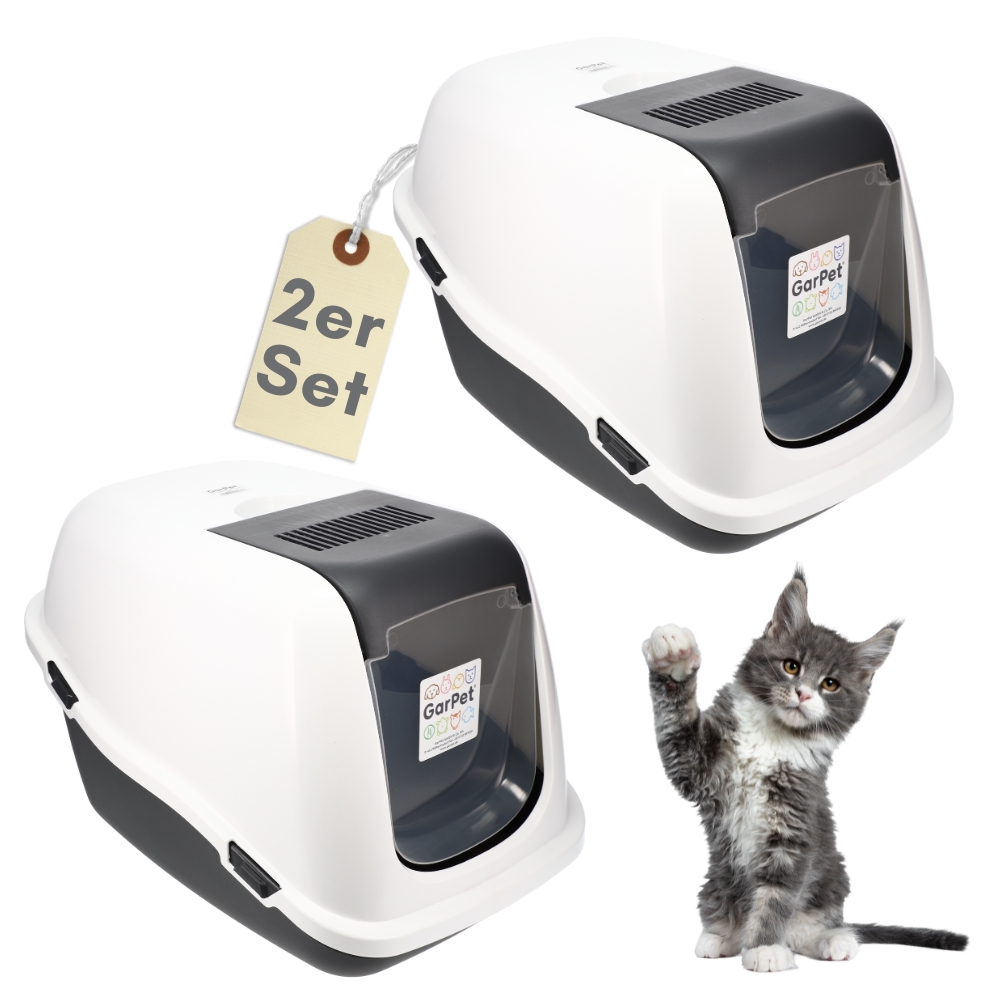 Image of Cat Litter Box With Lid Activated Carbon Filter - Hood Tilt-able - Extra High Base Large Xl Cat Toilet Hood Toilet Savings Package Cat Toilets