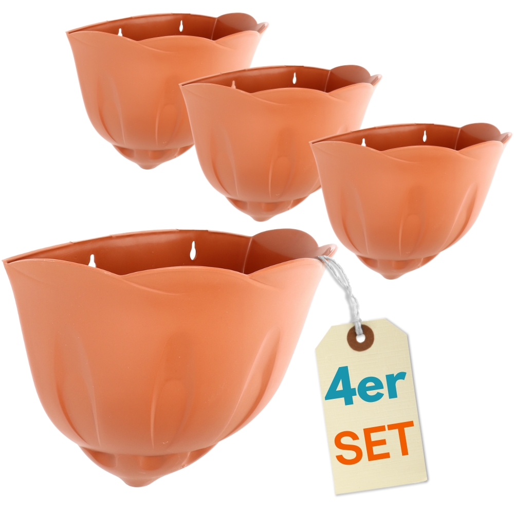 Image of 4pcs Set Flower Pot Wall Flower Pot Wall Mounting Wall Flower Pot Wall Vases For Plants Plant Wall Holder Wall Pot Outdoor Area Terracotta