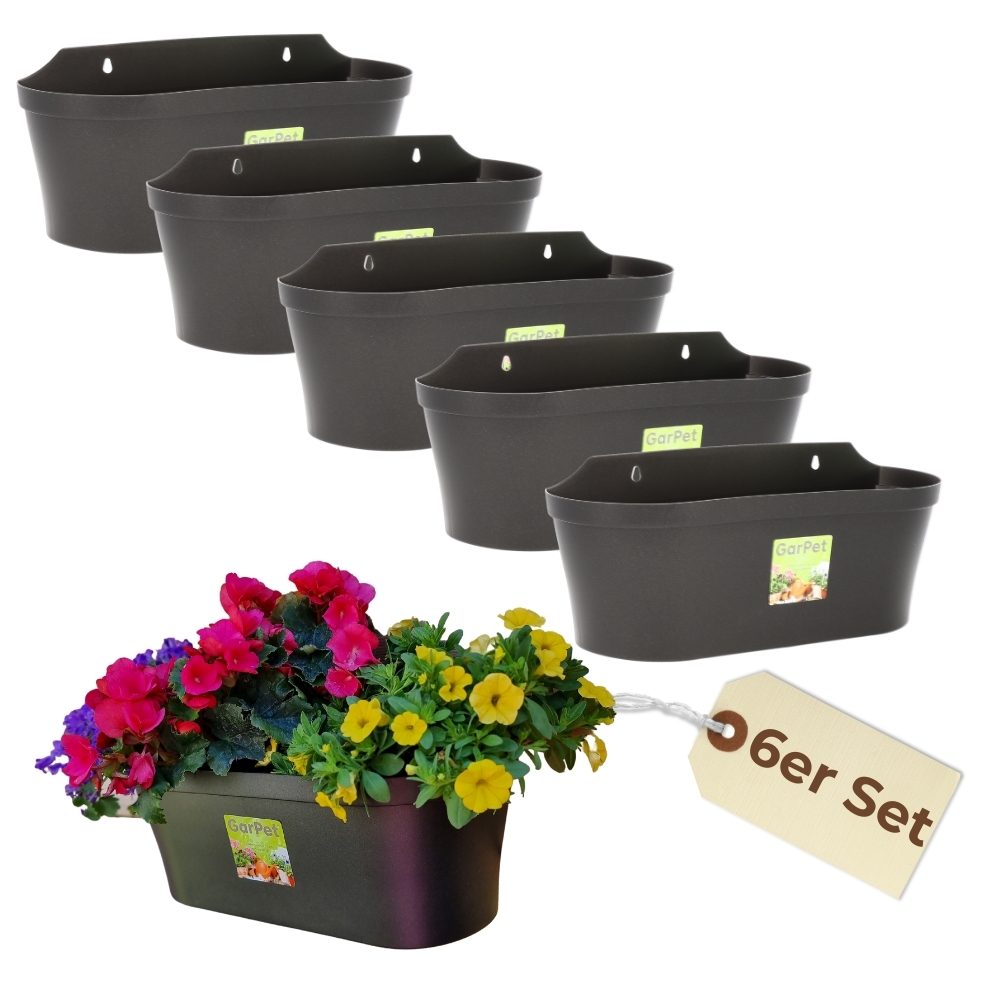 Image of 6-piece Set Wall Flower Pot Anthracite