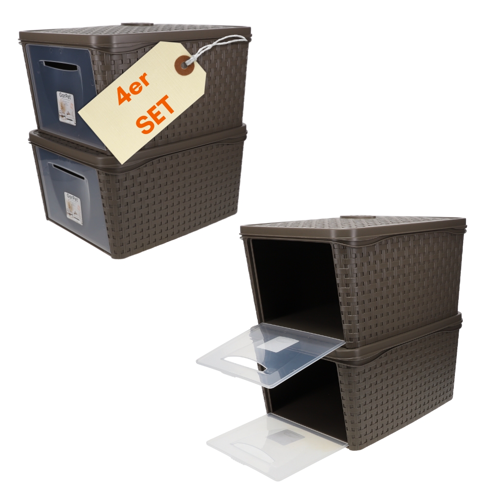 4pcs Set Of Storage Boxes With Lids, Front-opening Cabinet Organizer, Stackable Box, Closet Basket With Lid, Storage Basket, Bathroom Storage.
