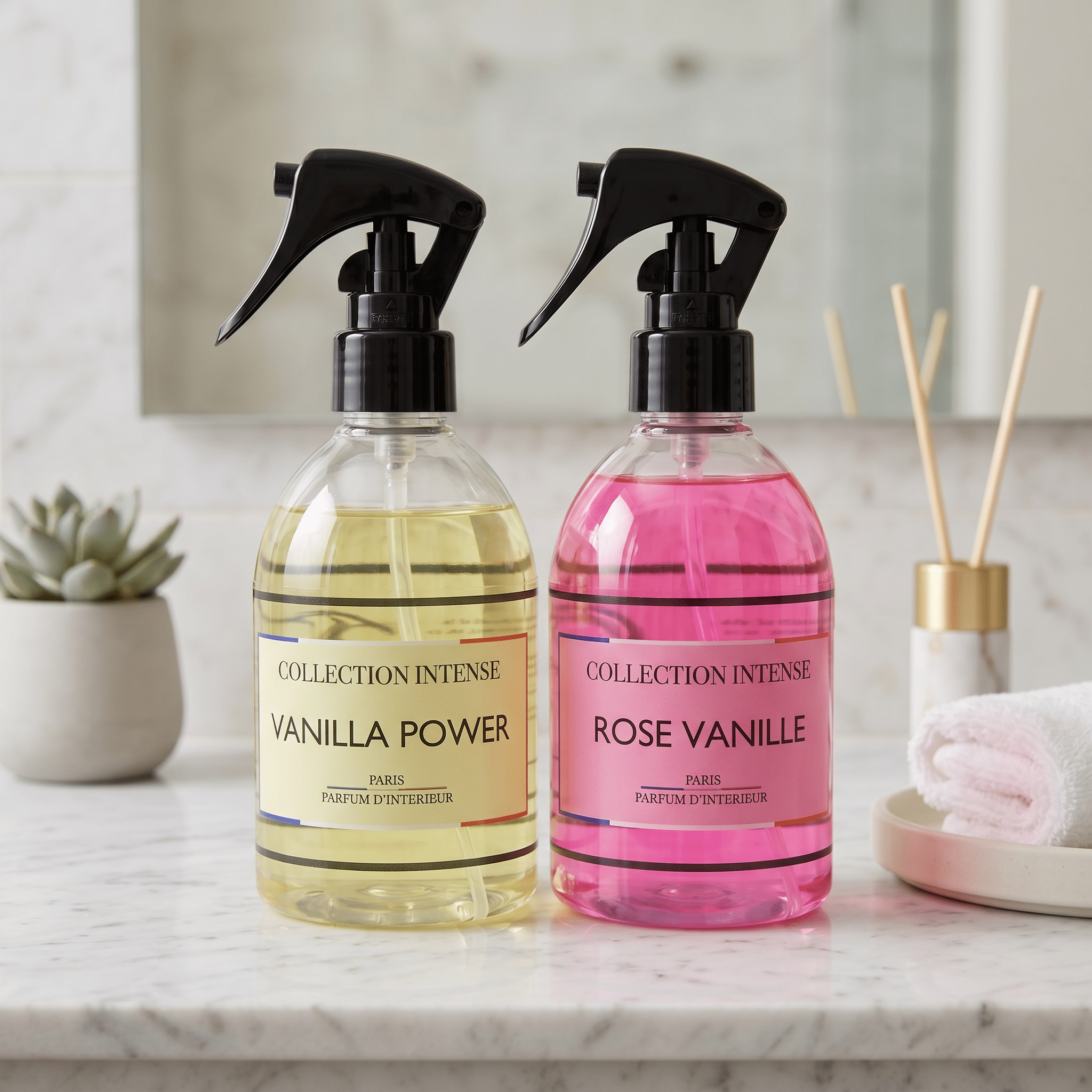 Set Of 2 Indoor Scented Sprays: Vanilla Power + Rose Vanille, 250ml + 250ml