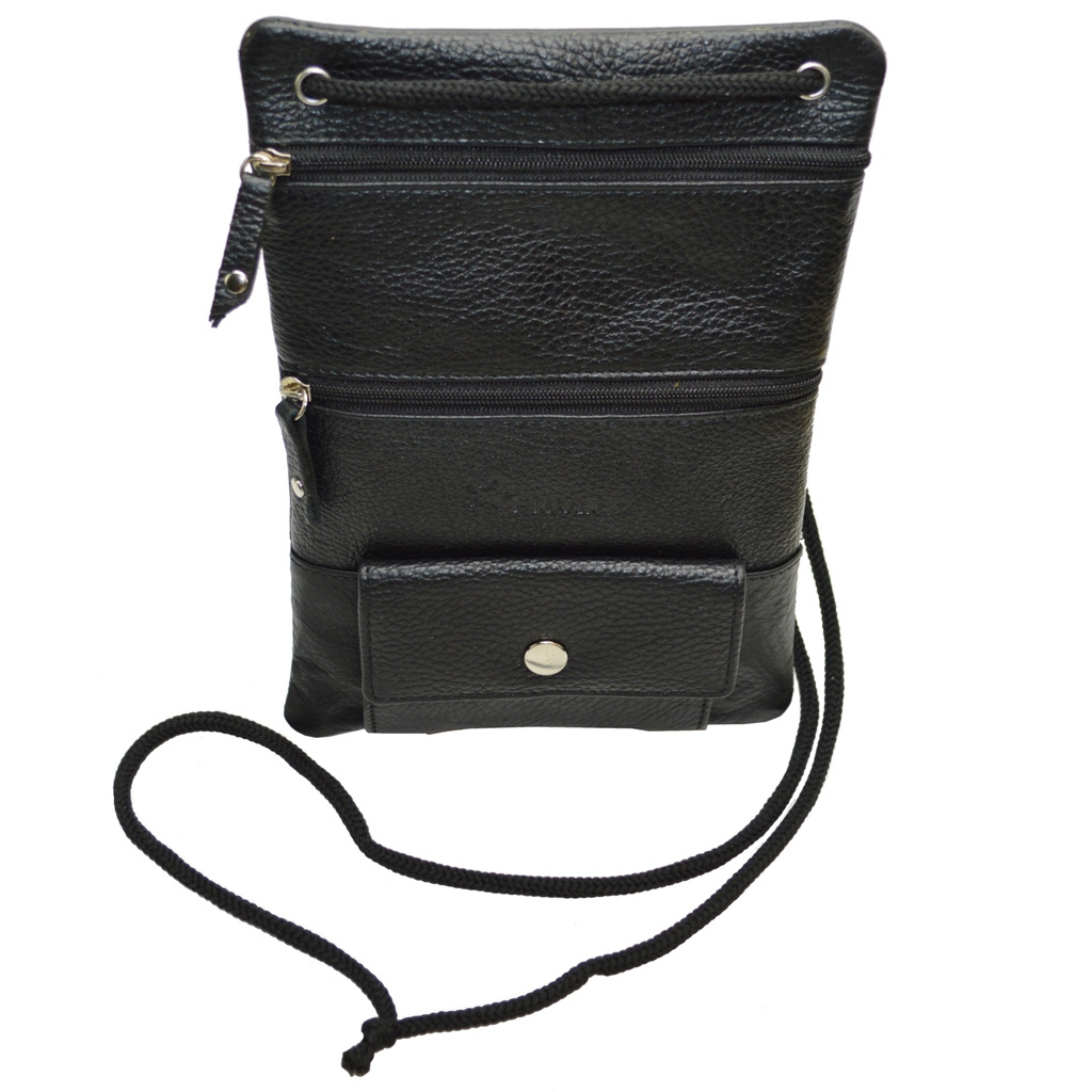 Flevado Genuine Leather Chest Bag Travel Vacation Kids' Chest Pouch With Multiple Insert Pockets (black)