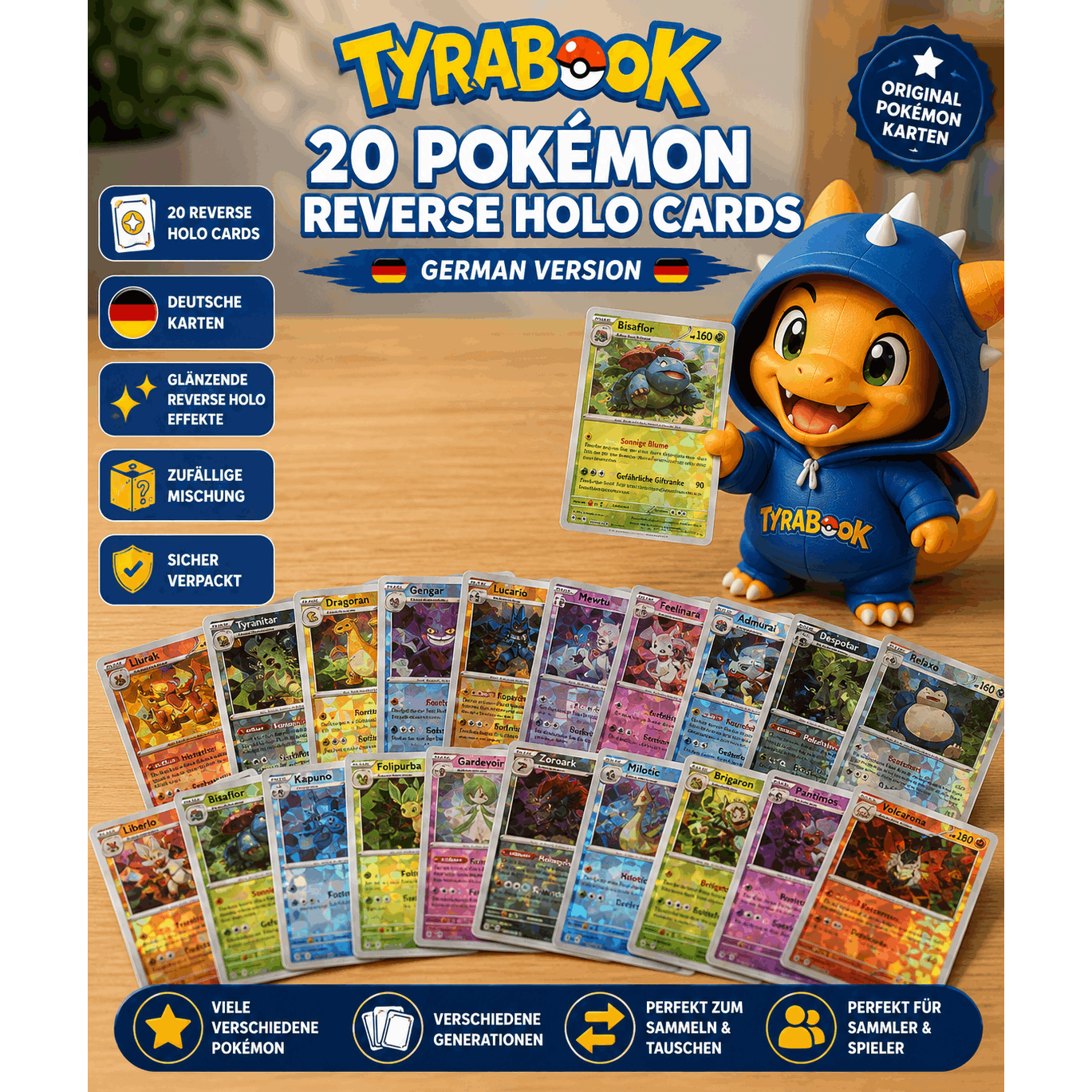 20 Pokémon Reverse Cards German – Original Cards