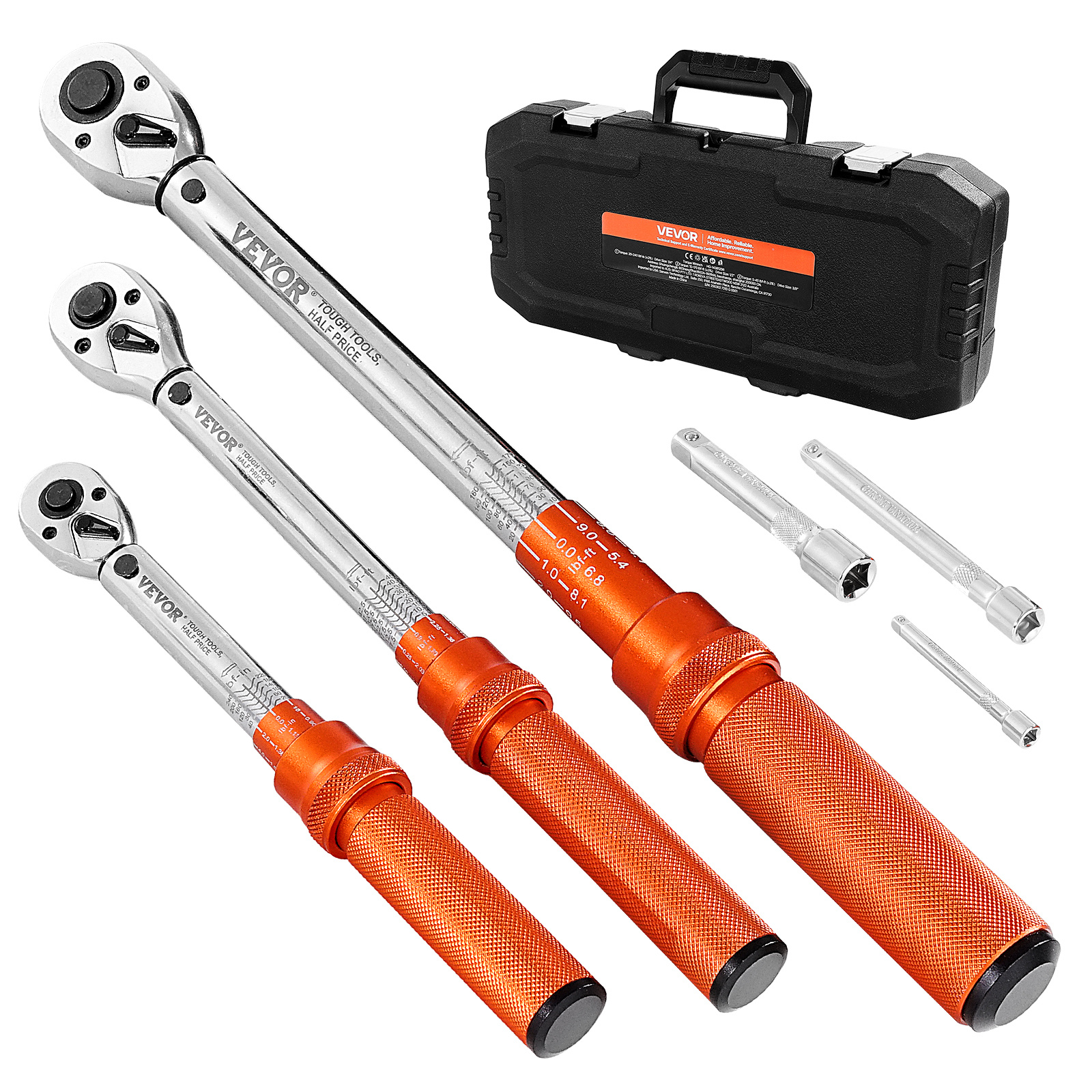 TEMU VEVOR Clé Dynamométrique à , Ensemble de 3, 1/4, 3/8, 1/2 Pouce, 10-170 lbf-ft, 5-45 lbf-ft, 20-240 lbf-in, Échelles Bidirectionnelles et à